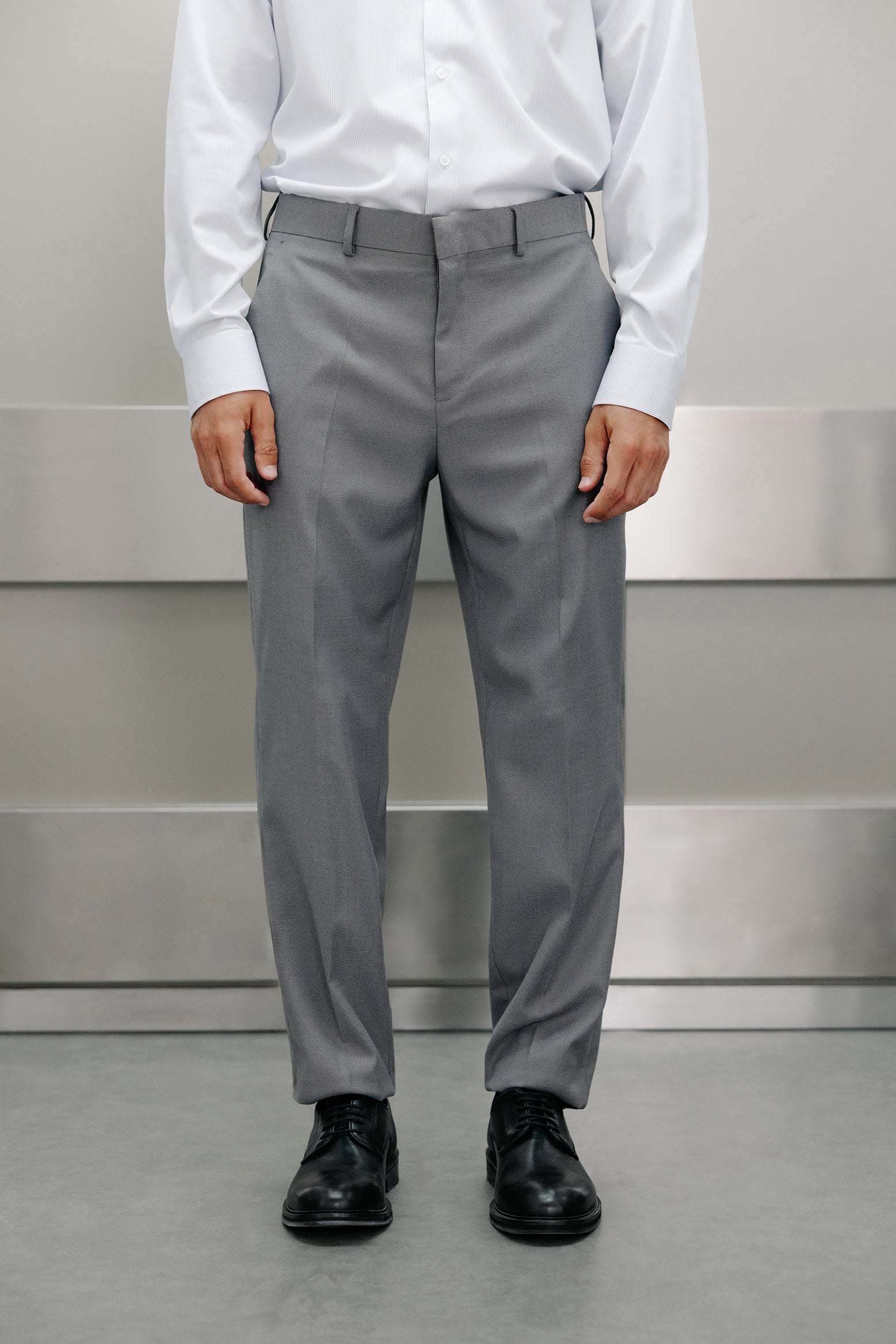 Pantalón traje slim fit lana ojo de perdiz