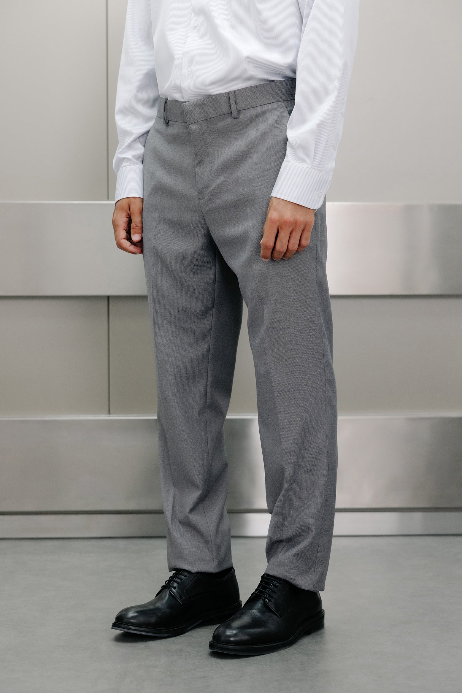 Pantalón traje slim fit lana ojo de perdiz