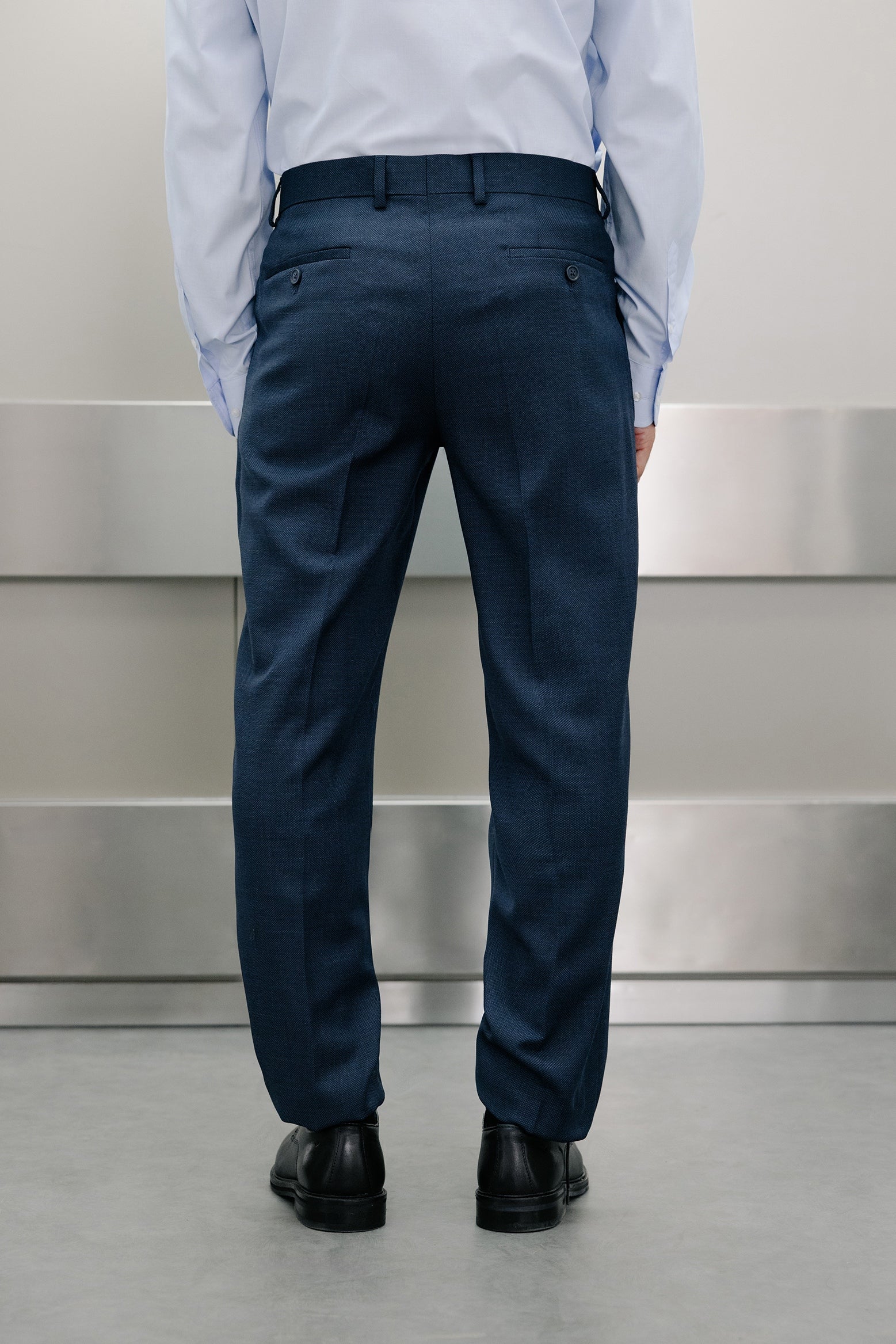 Pantalón traje slim fit lana ojo de perdiz