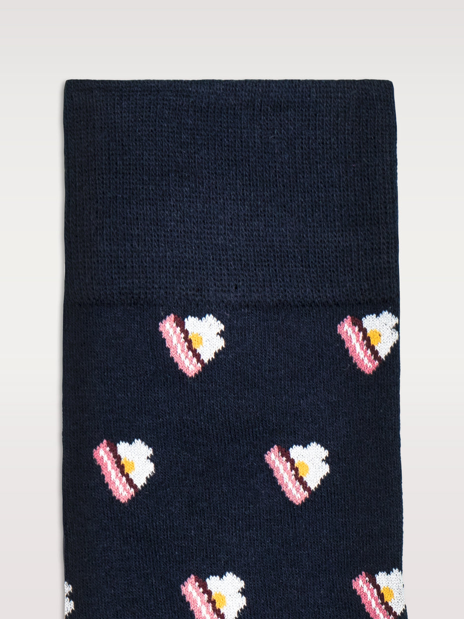 Calcetines estampado bacon y huevo