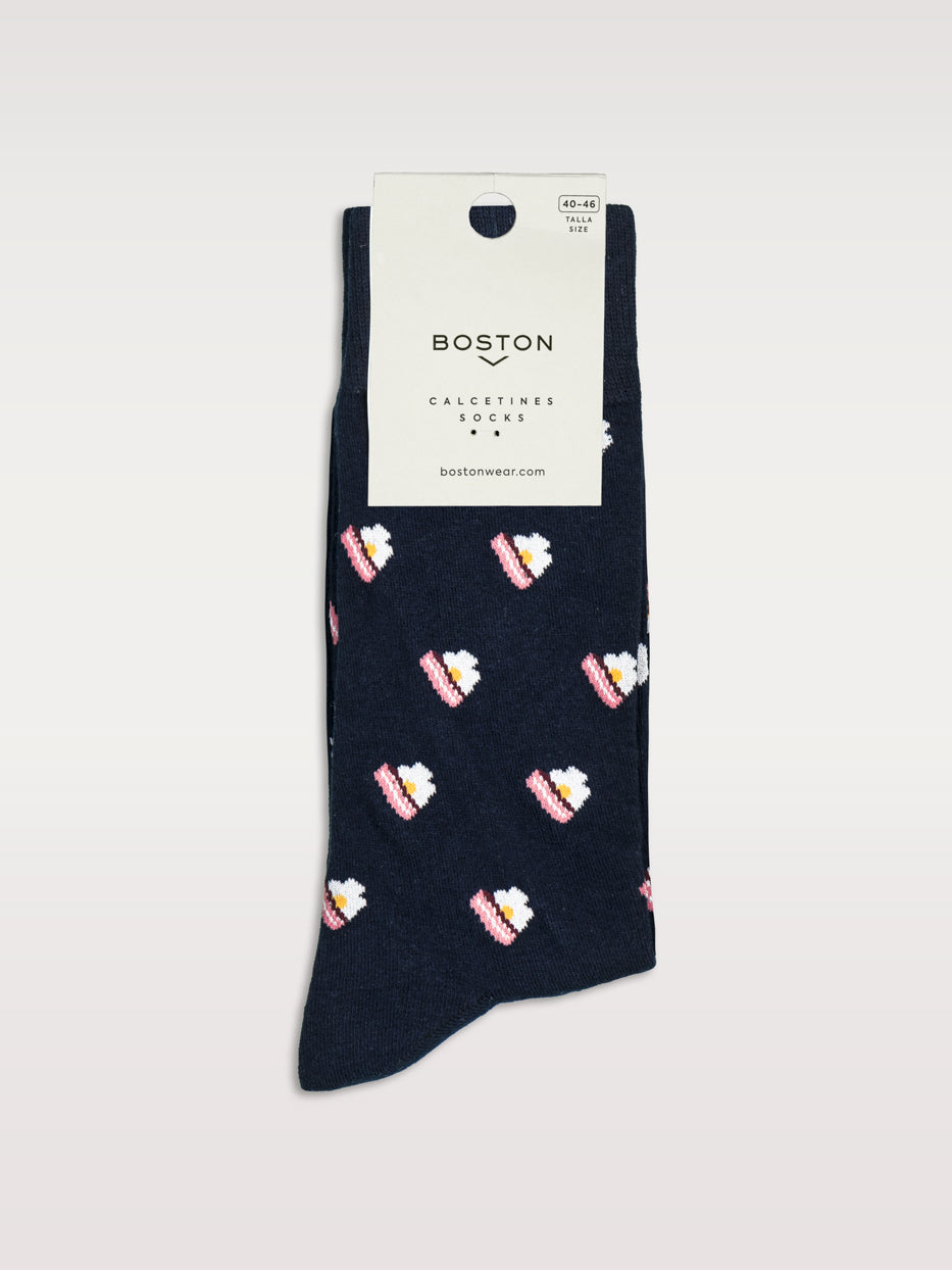 Calcetines estampado bacon y huevo