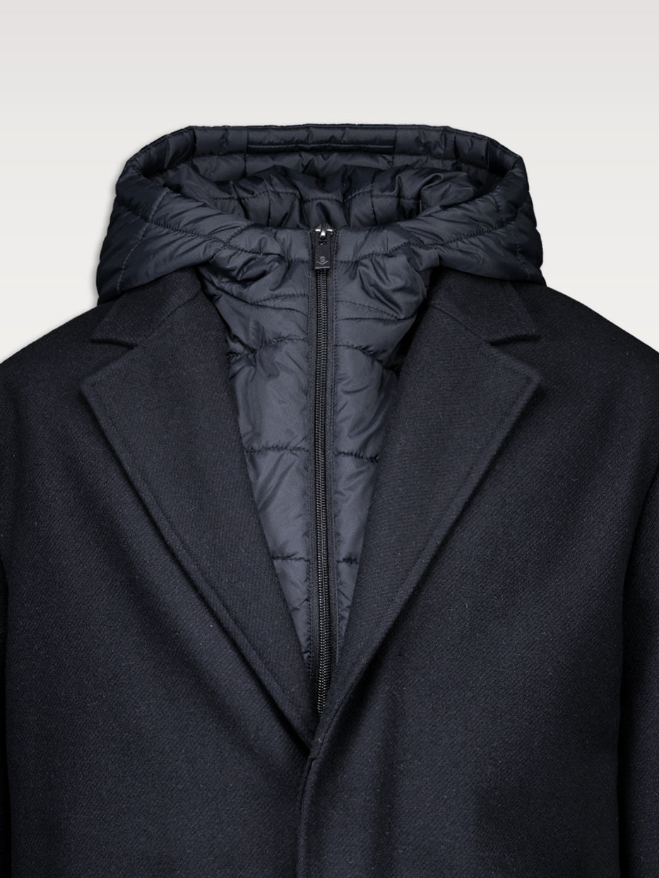 Abrigo lana  con chaleco capucha