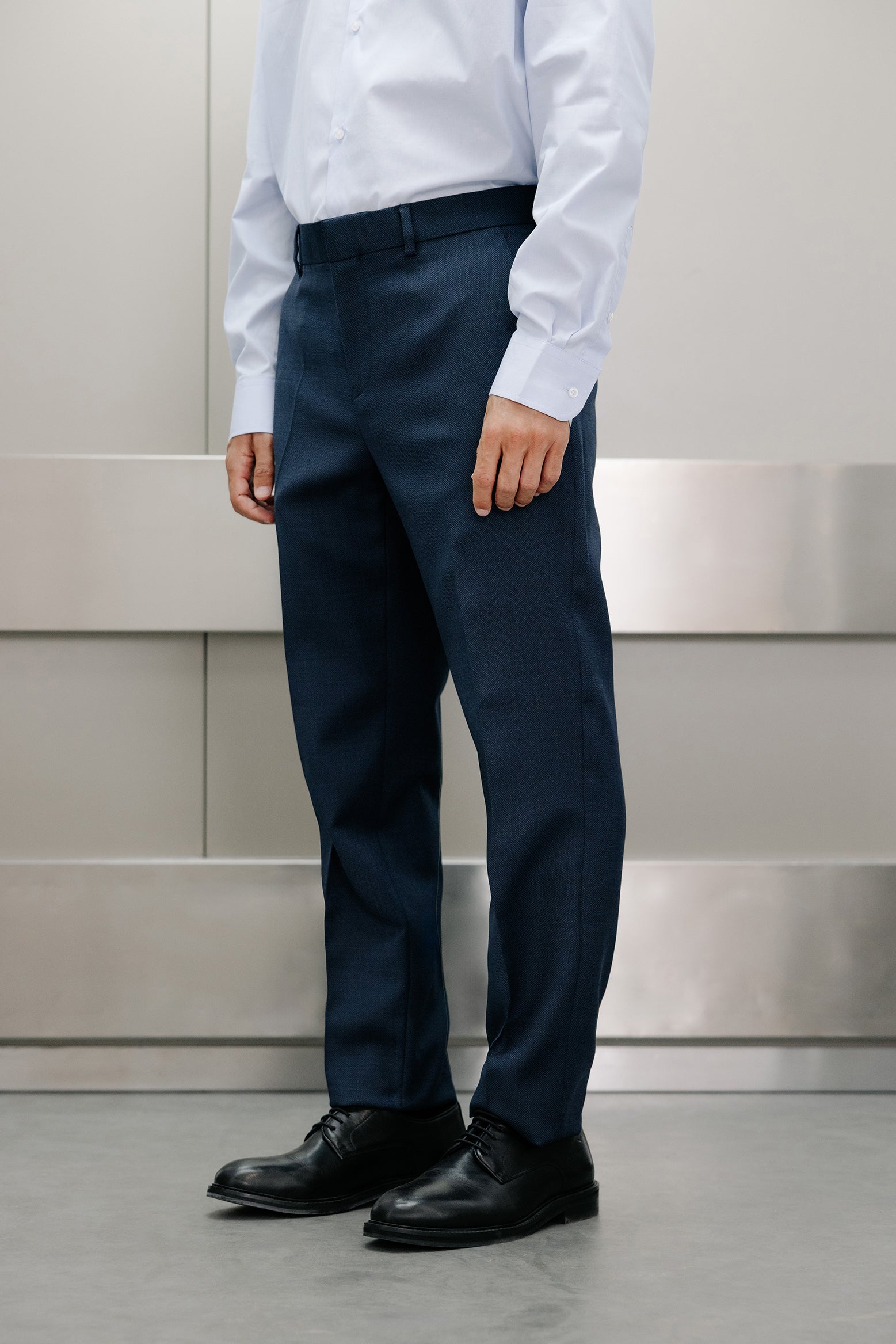 Pantalón traje slim fit lana ojo de perdiz