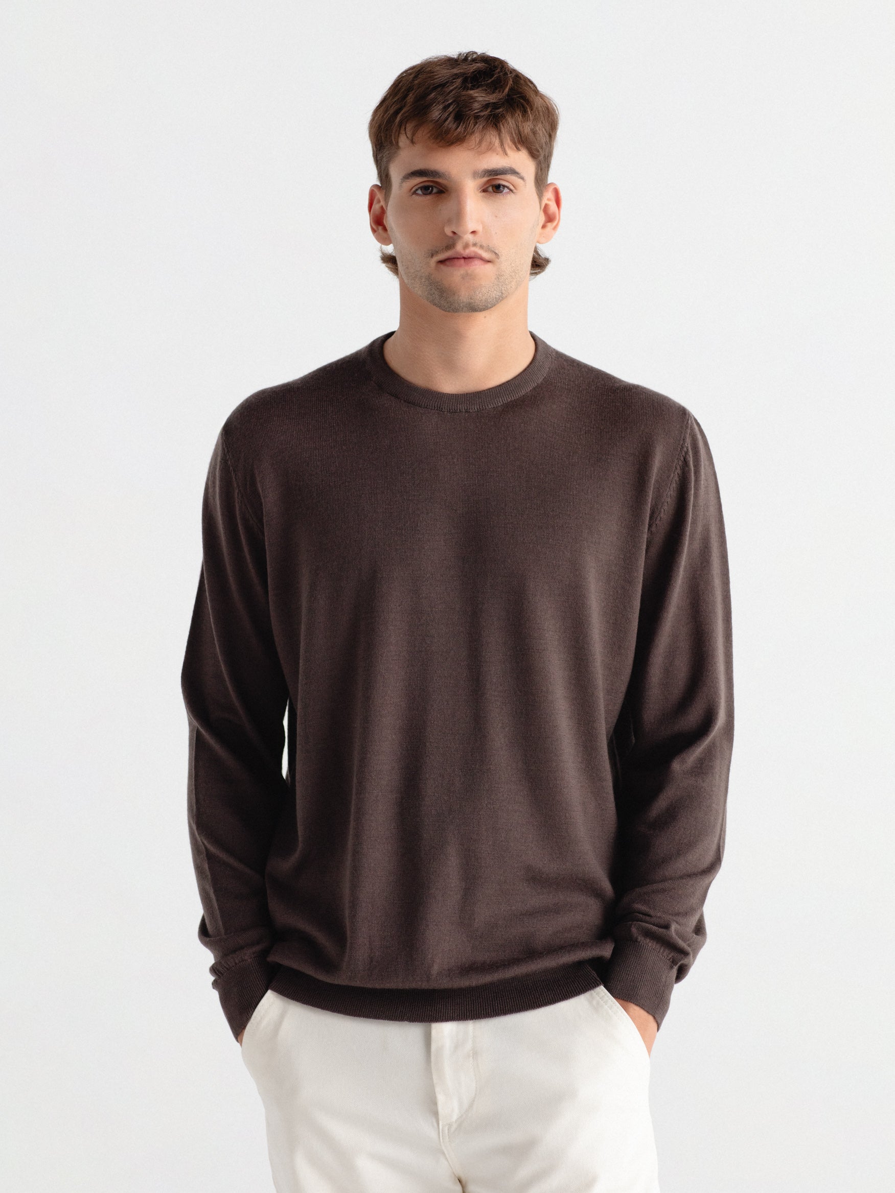 Jersey 100% lana cuello caja