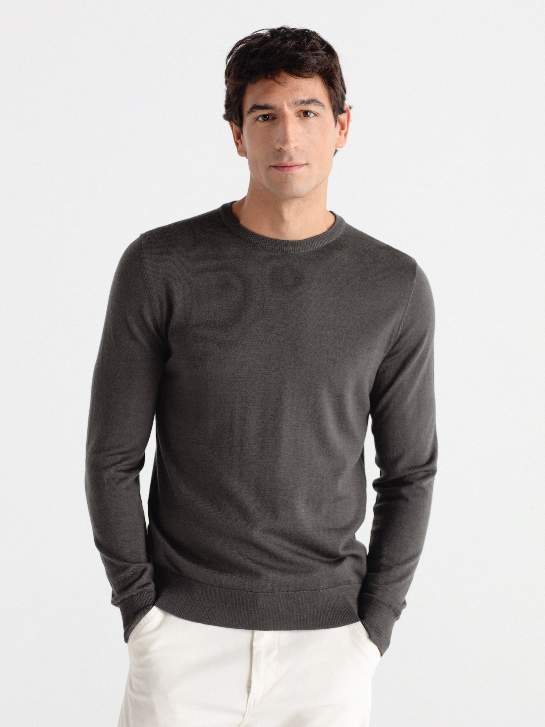 Jersey 100% lana cuello caja