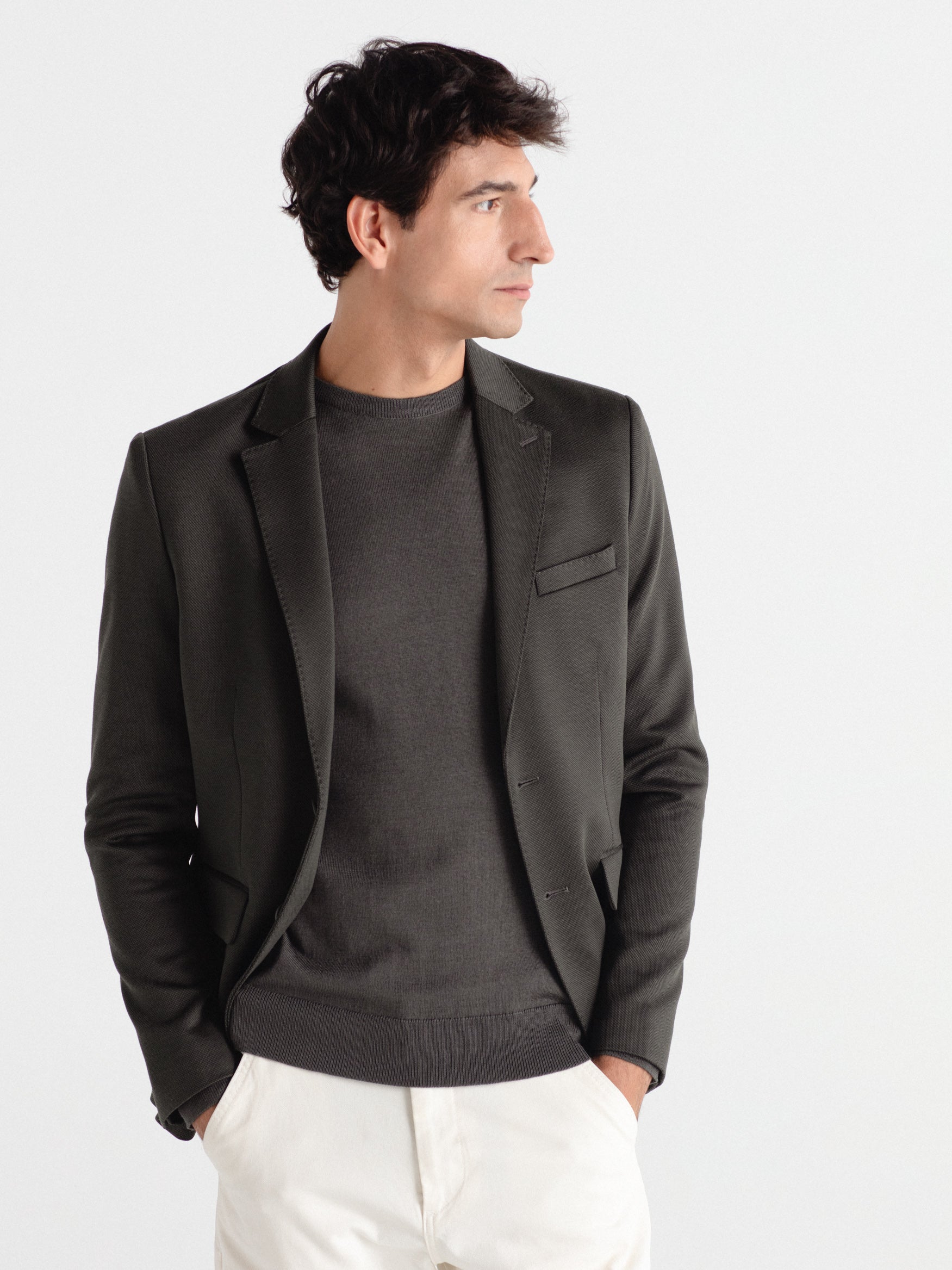 Jersey 100% lana cuello caja