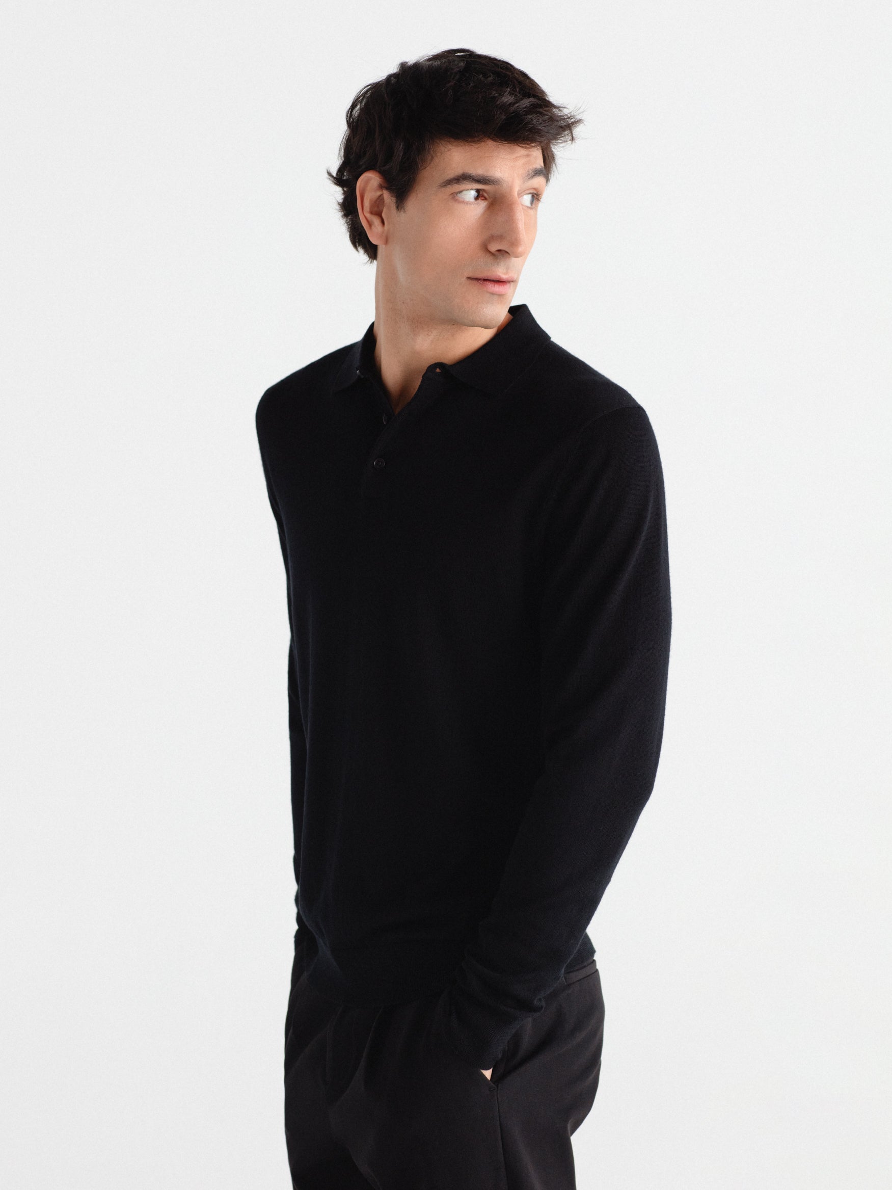 Jersey 100% lana cuello polo