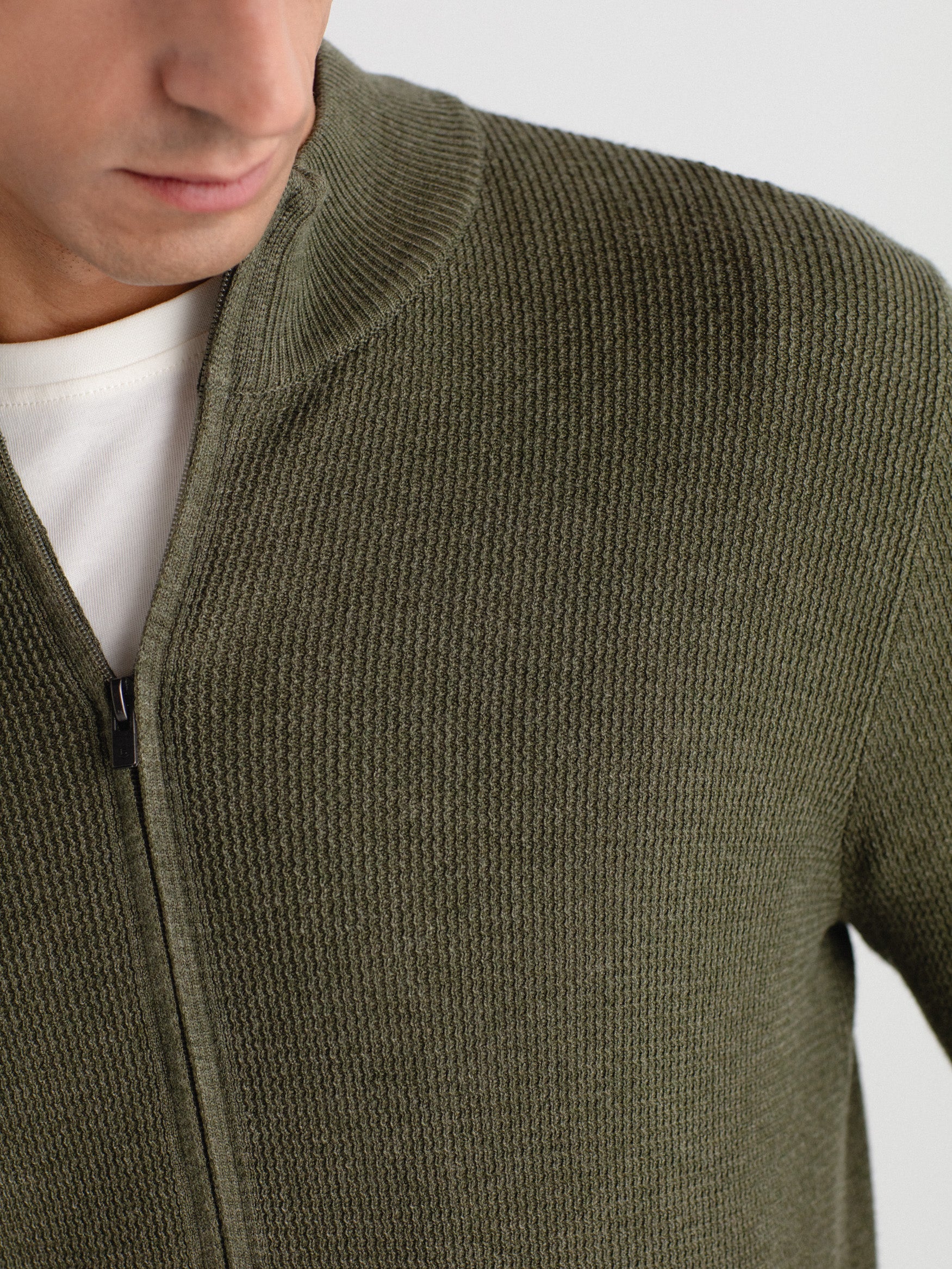 Cárdigan cuello chimenea estructura