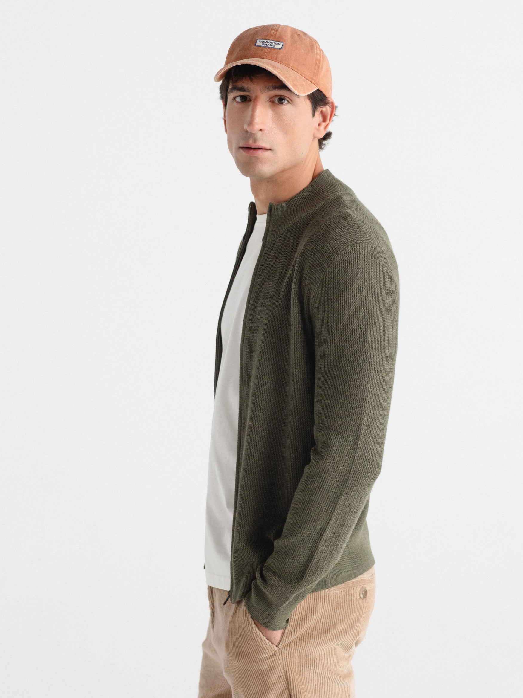 Cárdigan cuello chimenea estructura