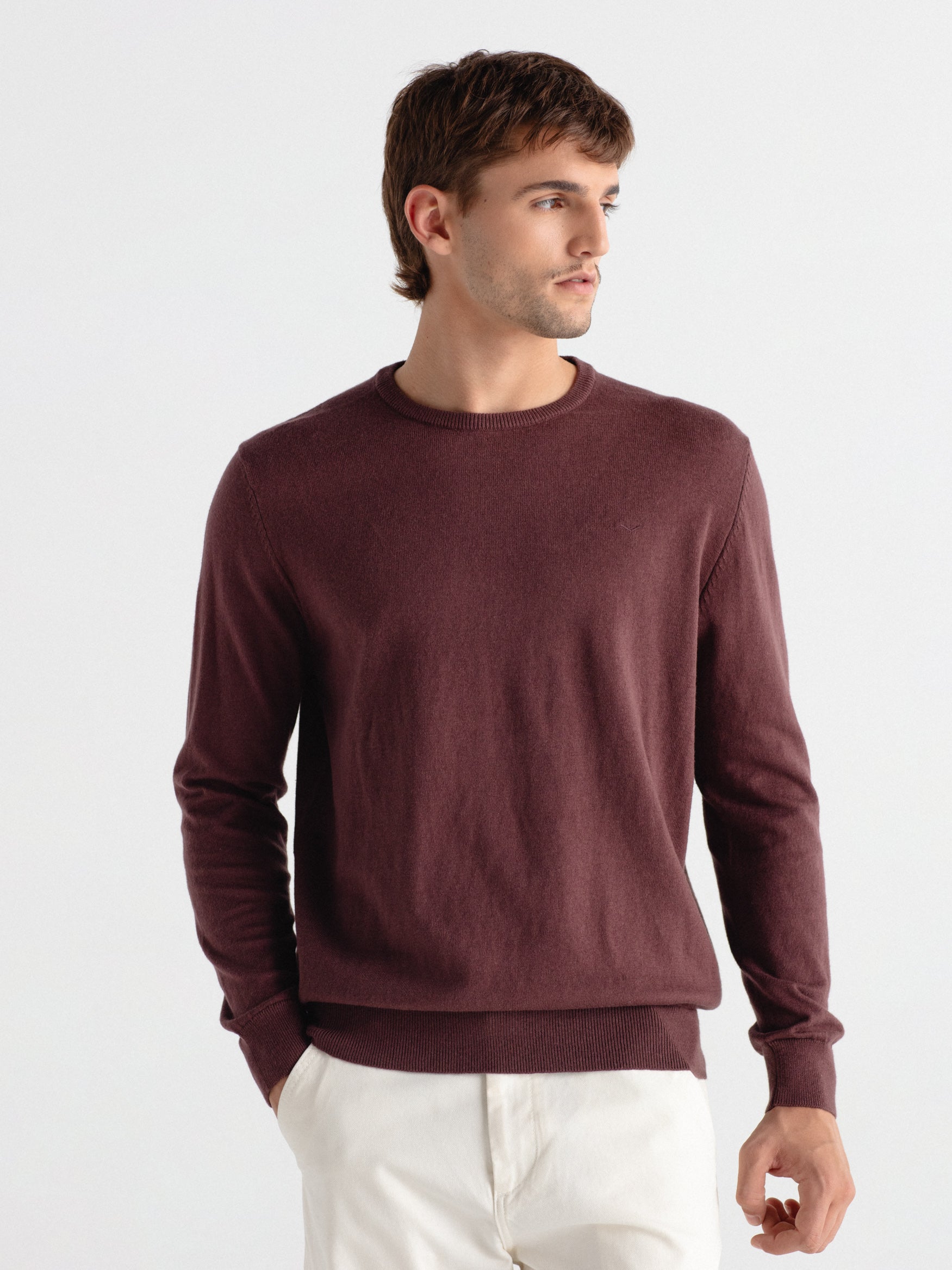 Jersey con cashmere cuello caja