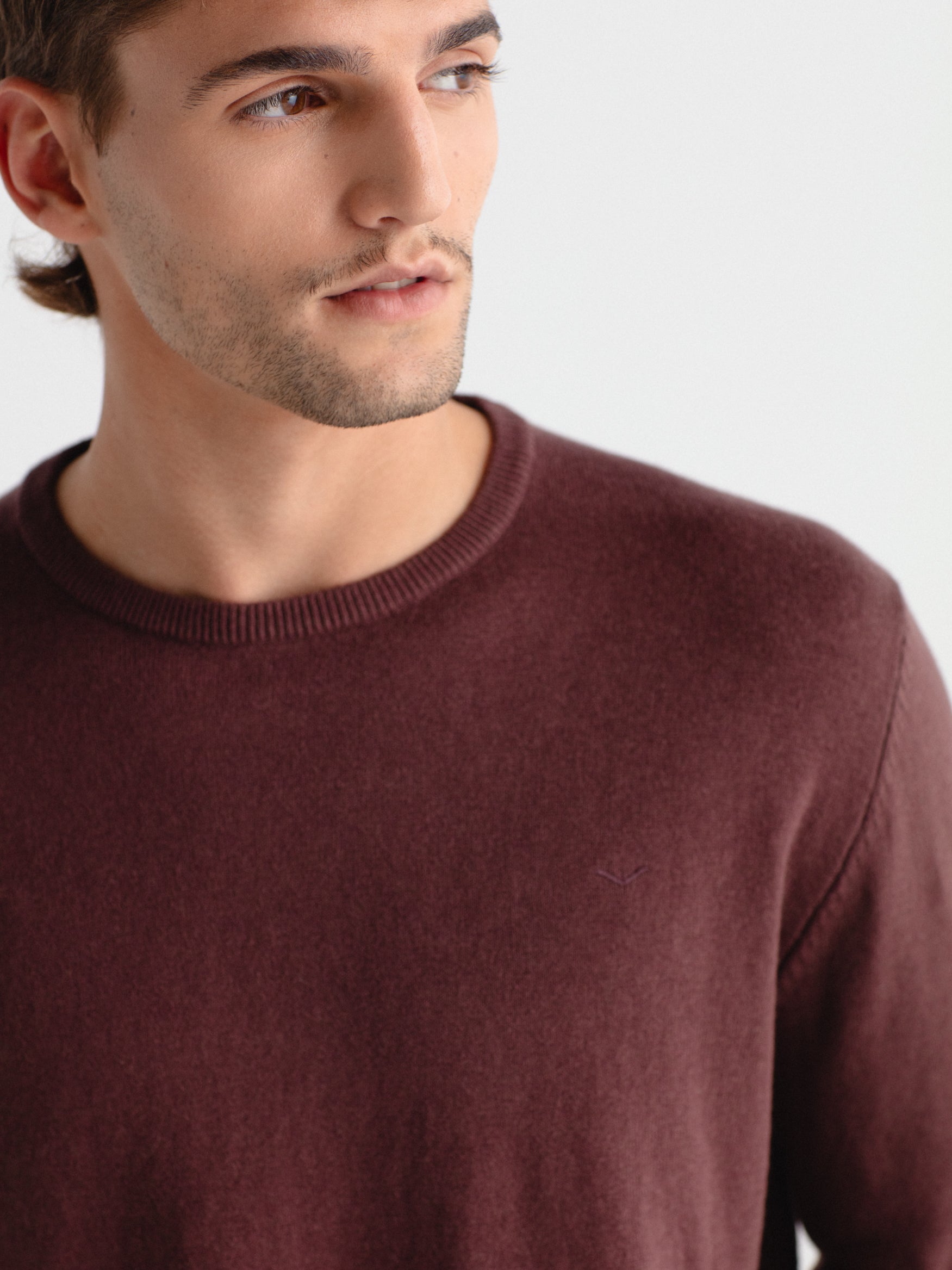 Jersey con cashmere cuello caja
