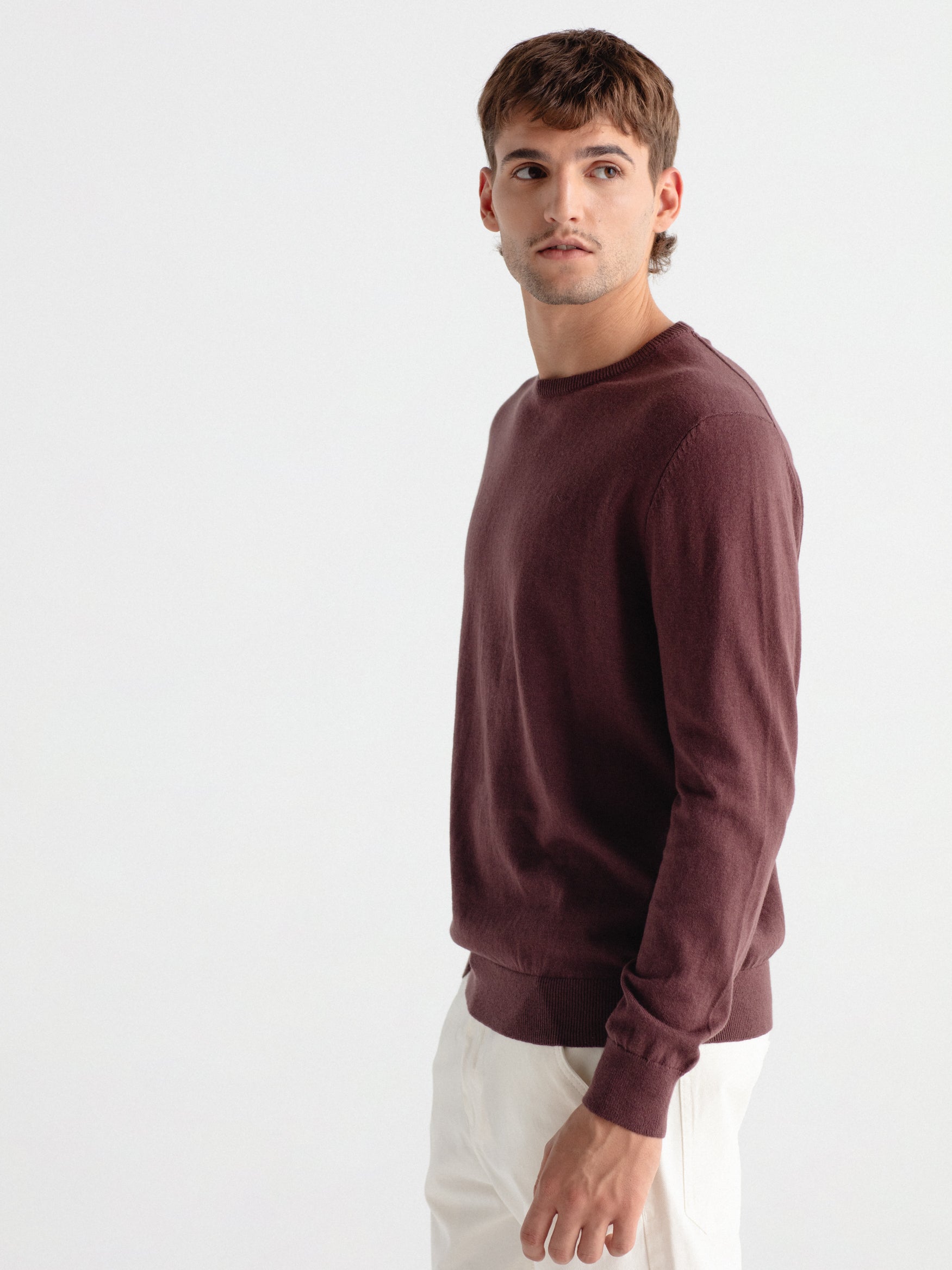 Jersey con cashmere cuello caja