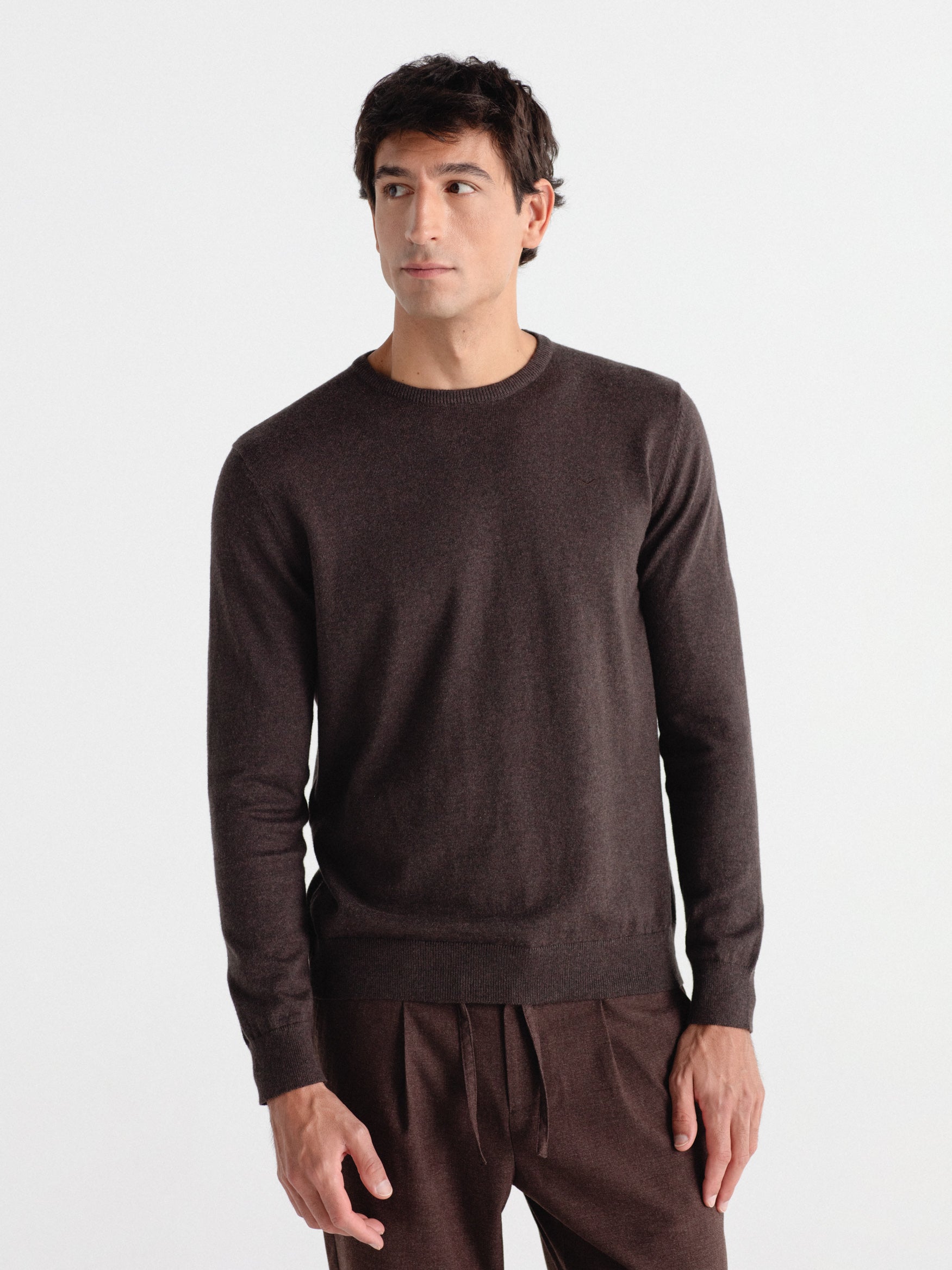 Jersey con cashmere cuello caja