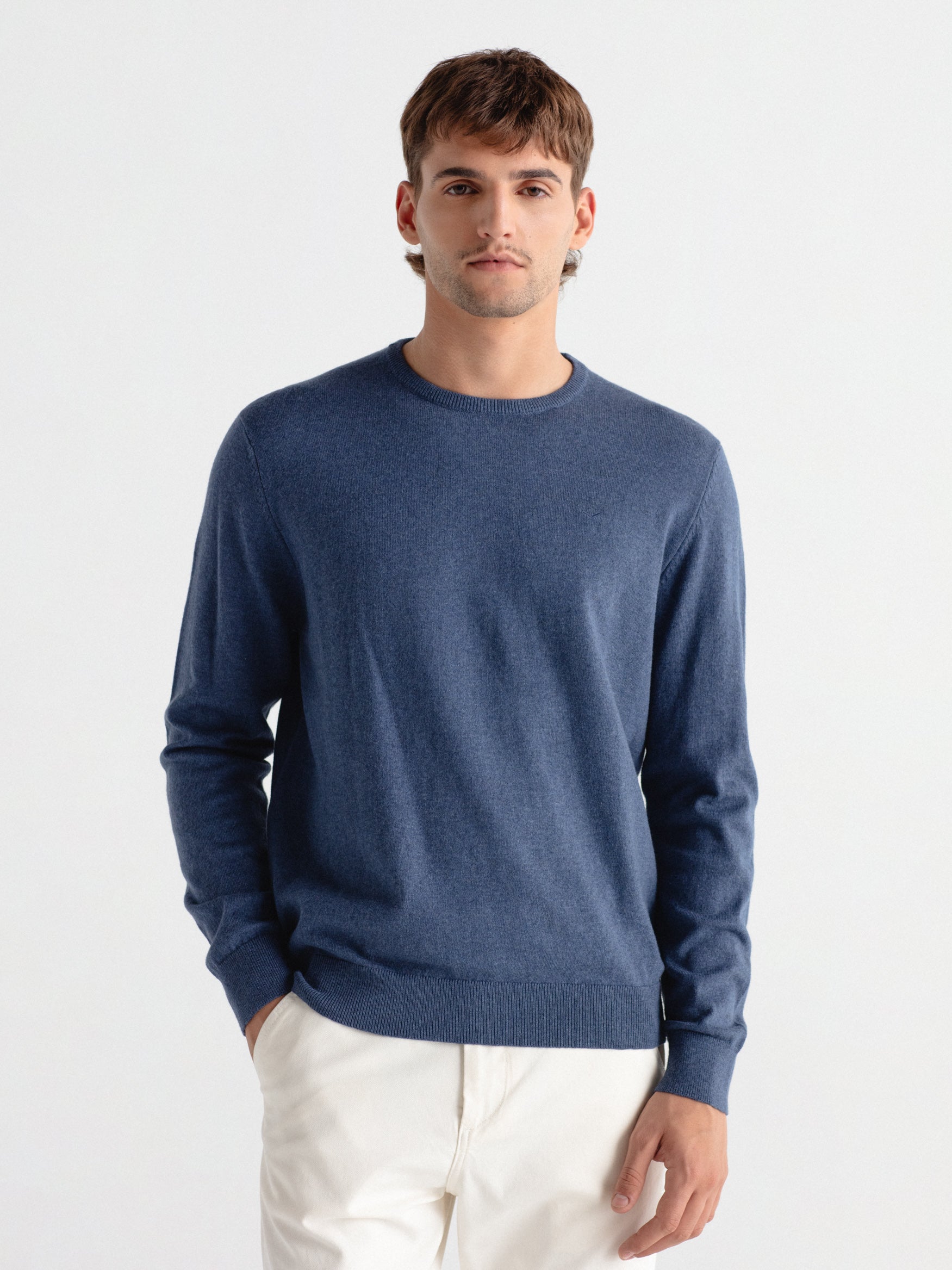 Jersey con cashmere cuello caja