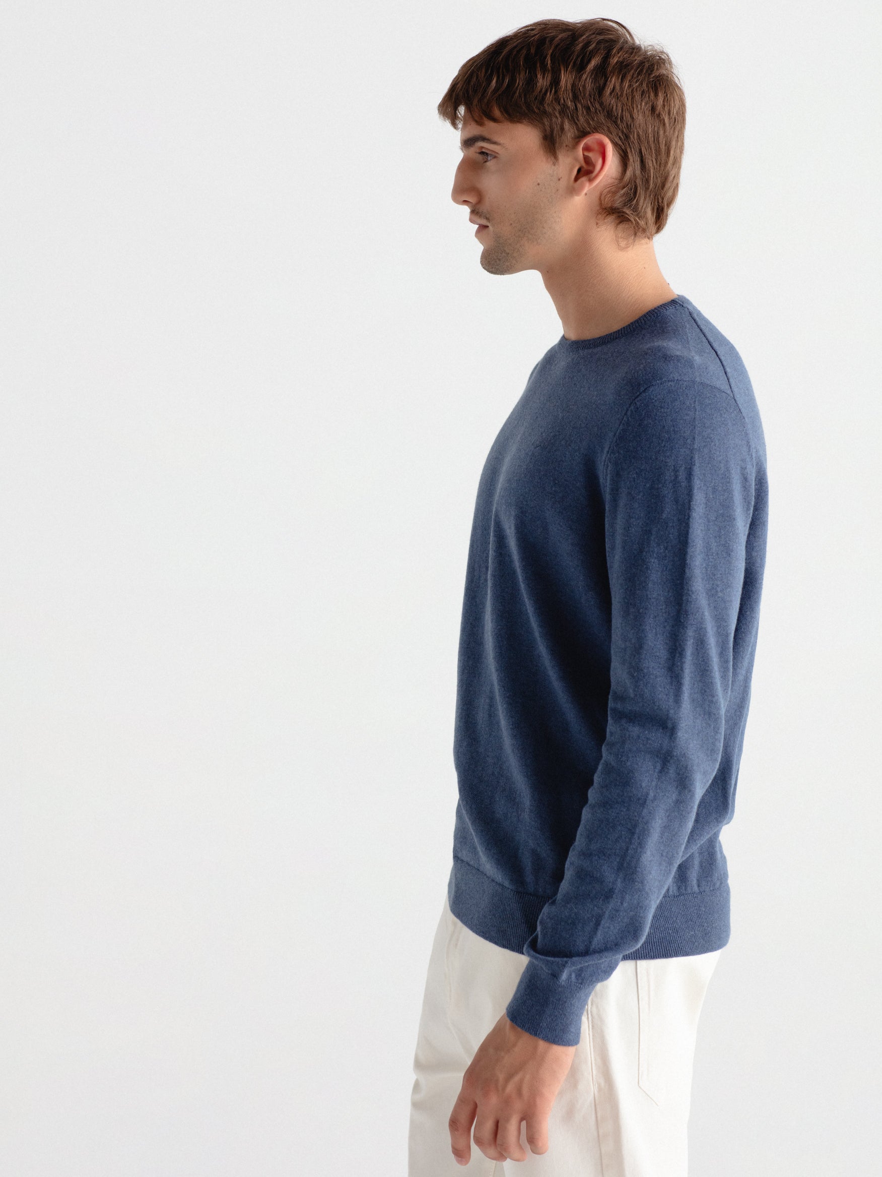 Jersey con cashmere cuello caja