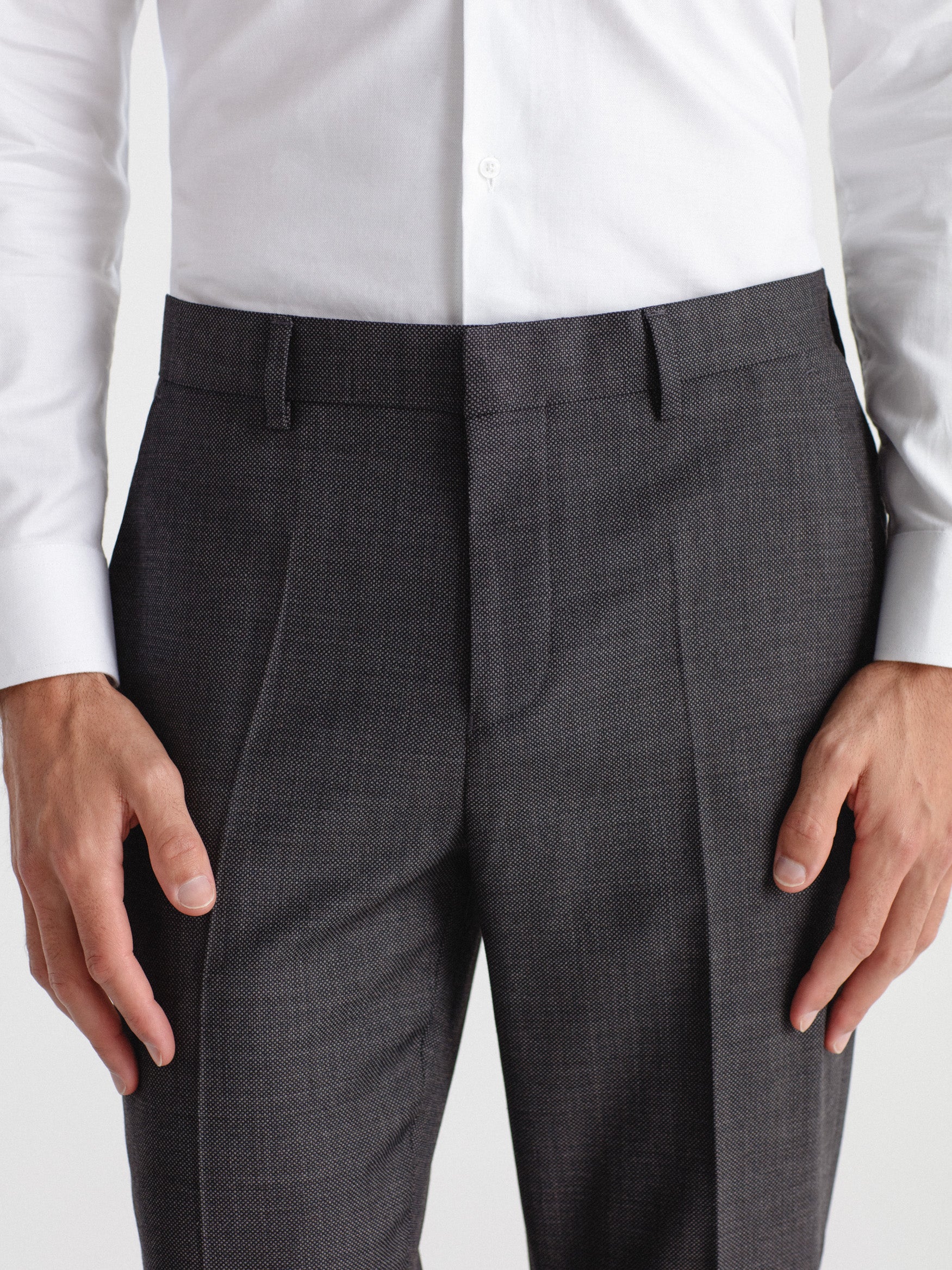 Pantalón traje slim fit lana ojo de perdiz