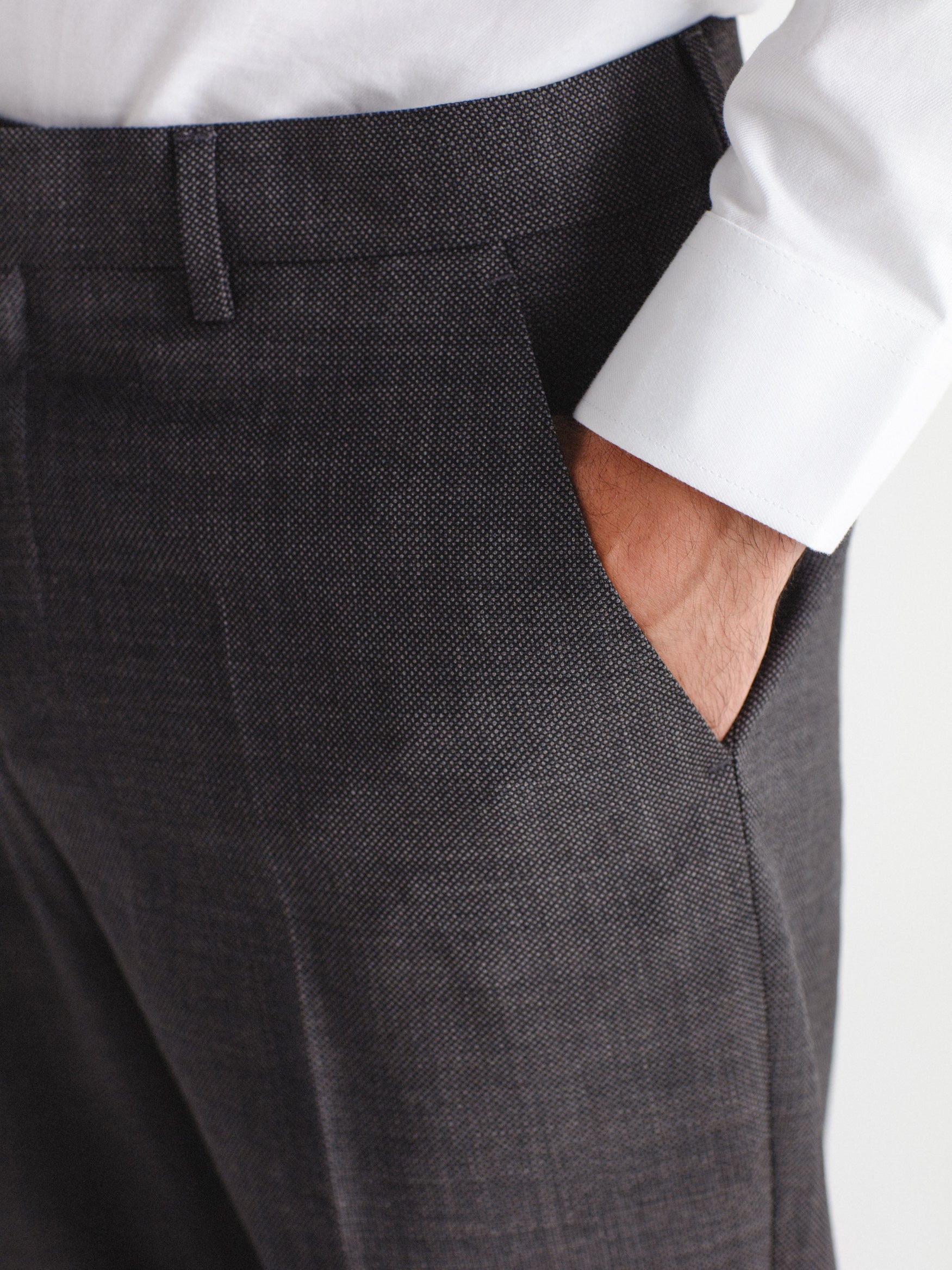 Pantalón traje slim fit lana ojo de perdiz