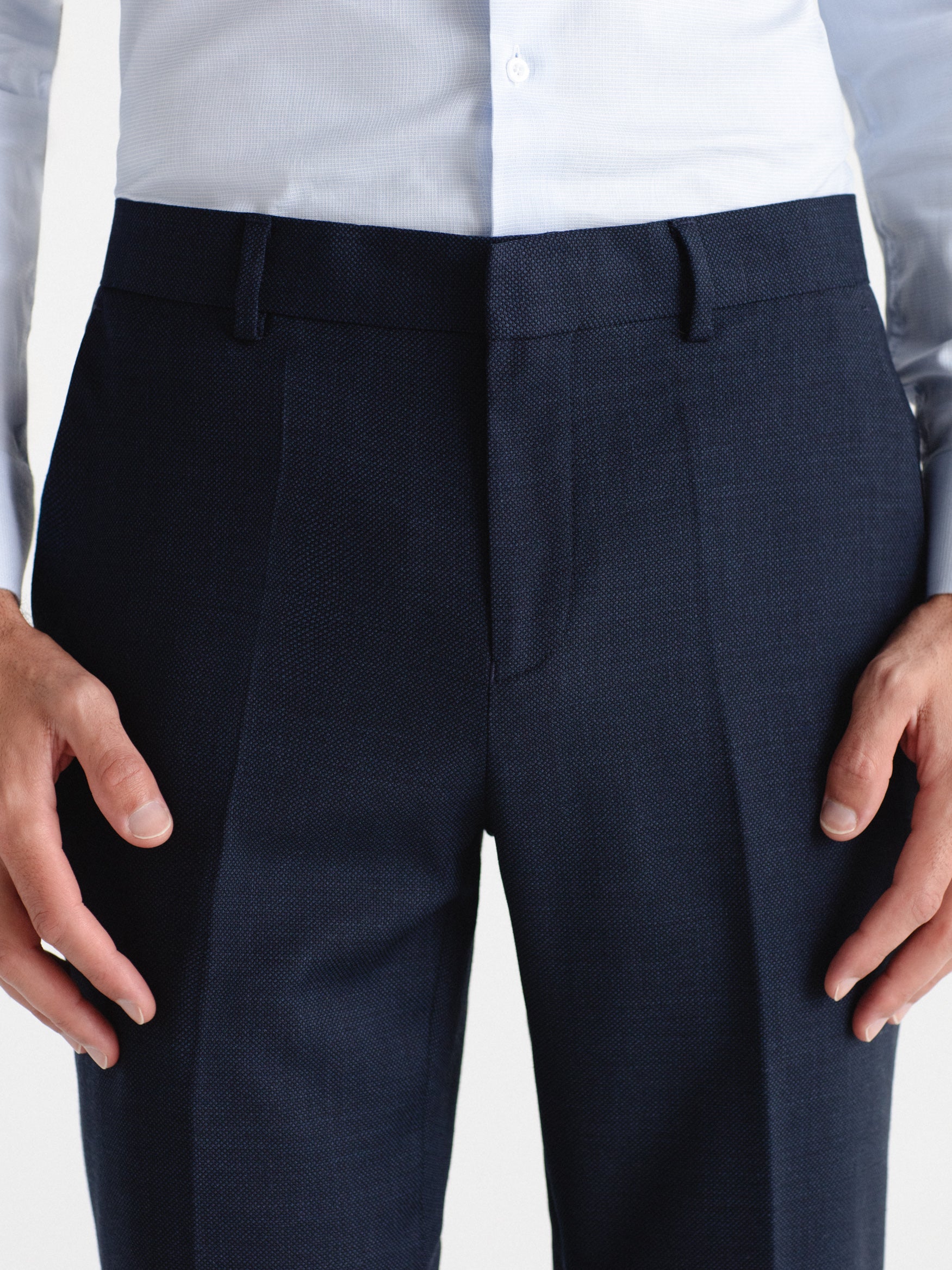 Pantalón traje slim fit lana ojo de perdiz