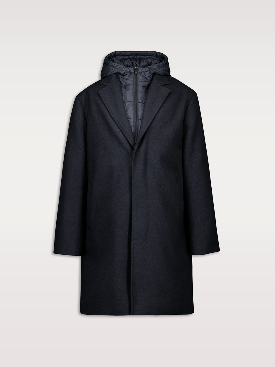 Abrigo lana  con chaleco capucha