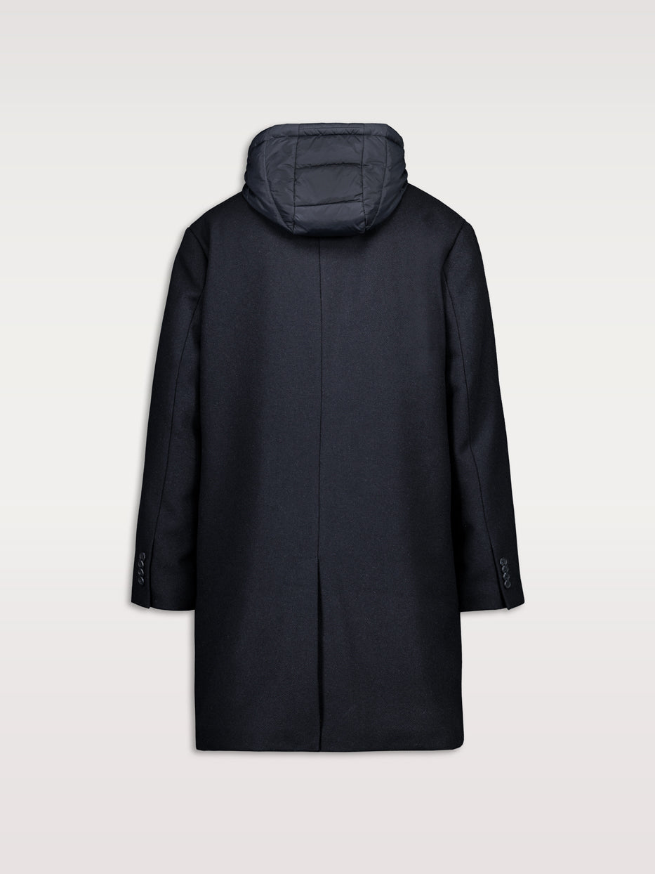 Abrigo lana  con chaleco capucha