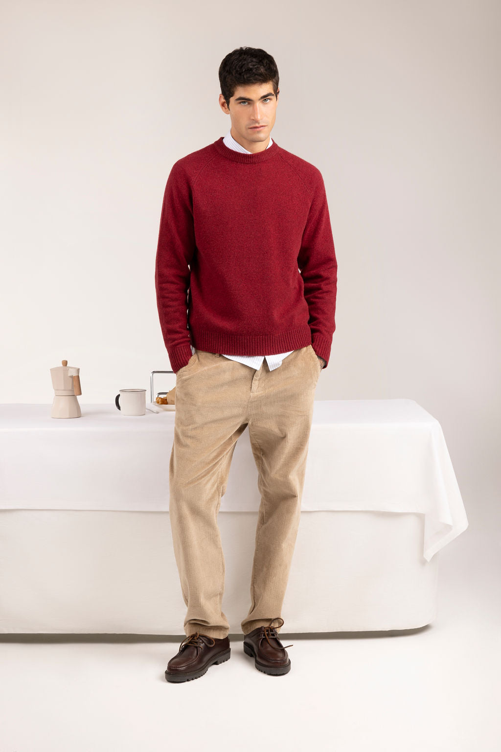 Wool box neck sweater