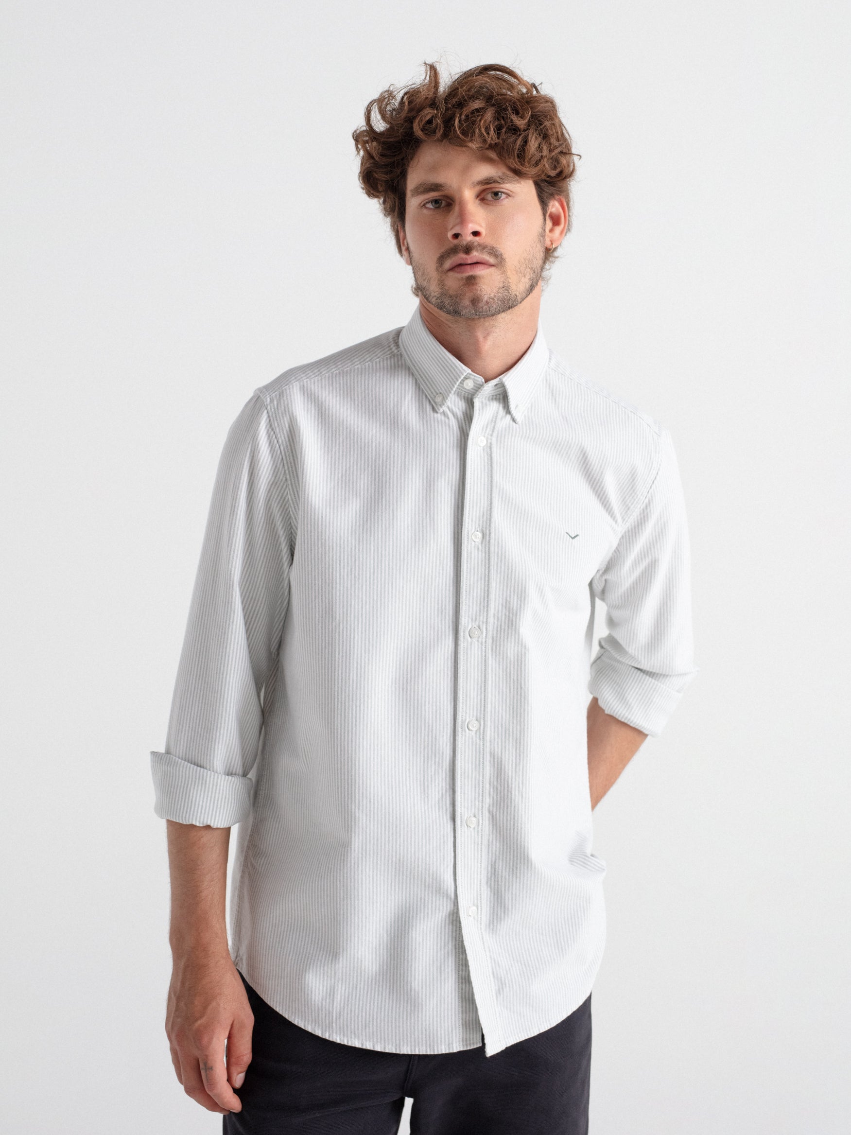 Camisa regular oxford rayas