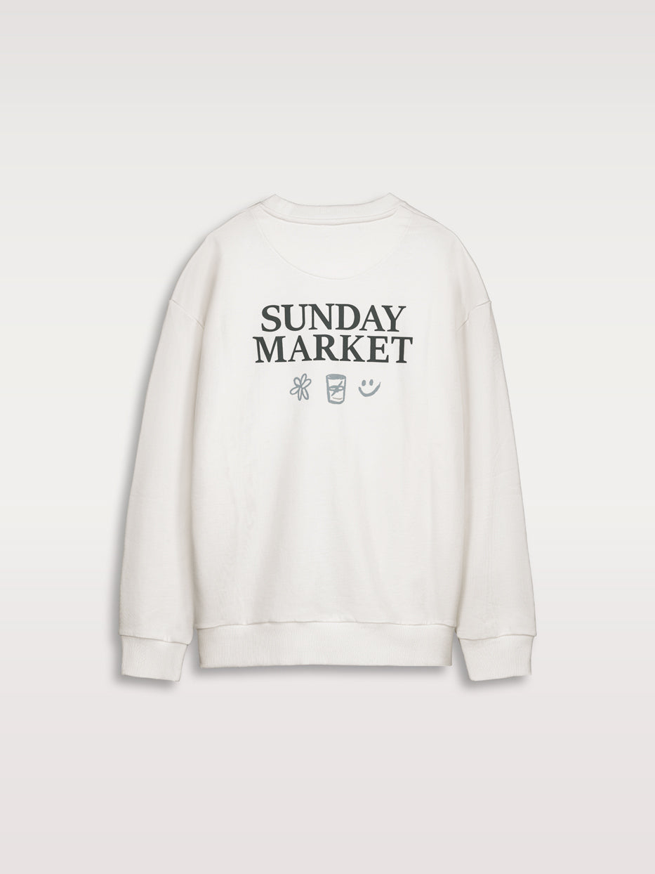 Sudadera oversize gráfica "Sunday market"