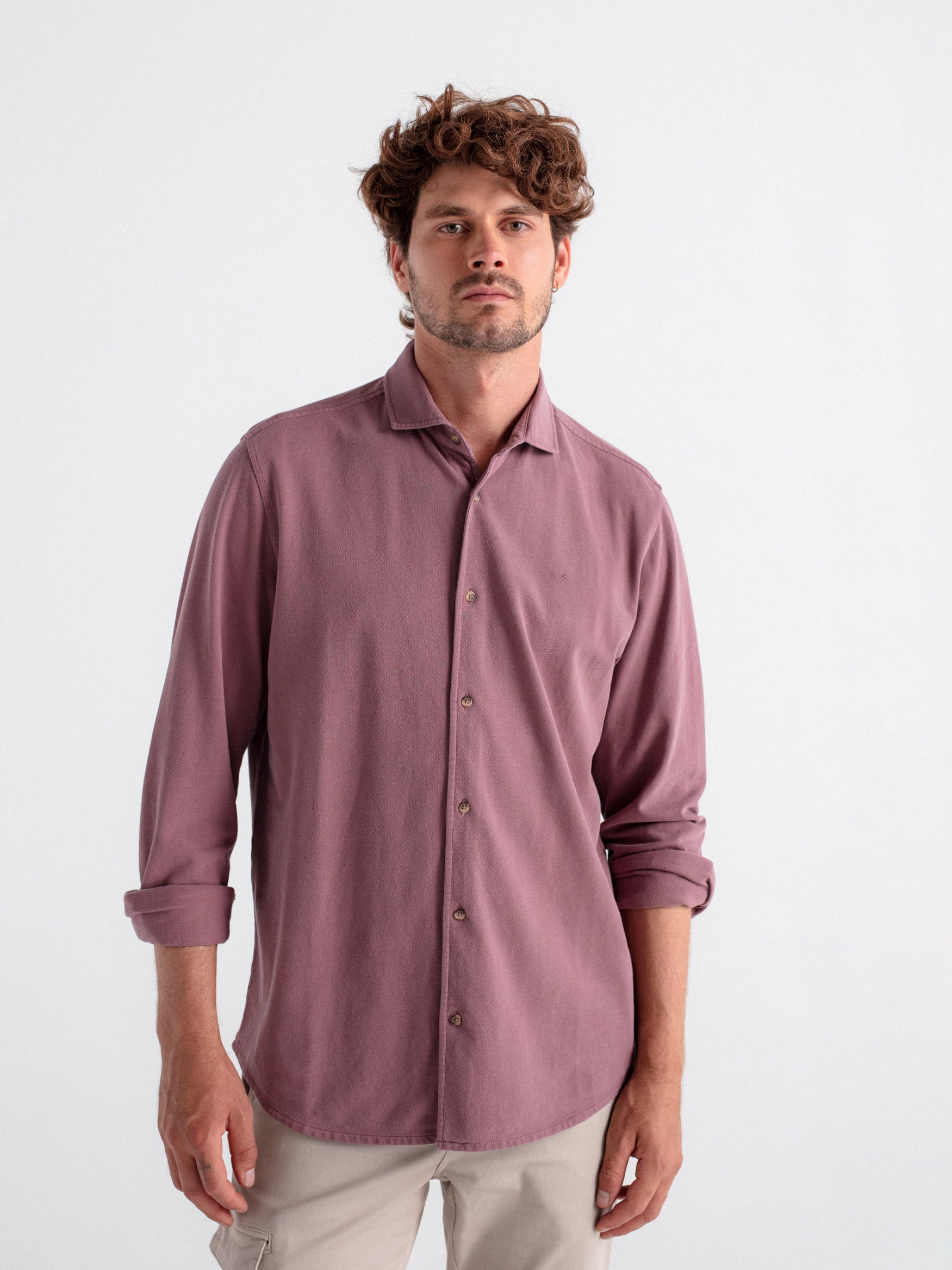 Camisa regular punto piqué