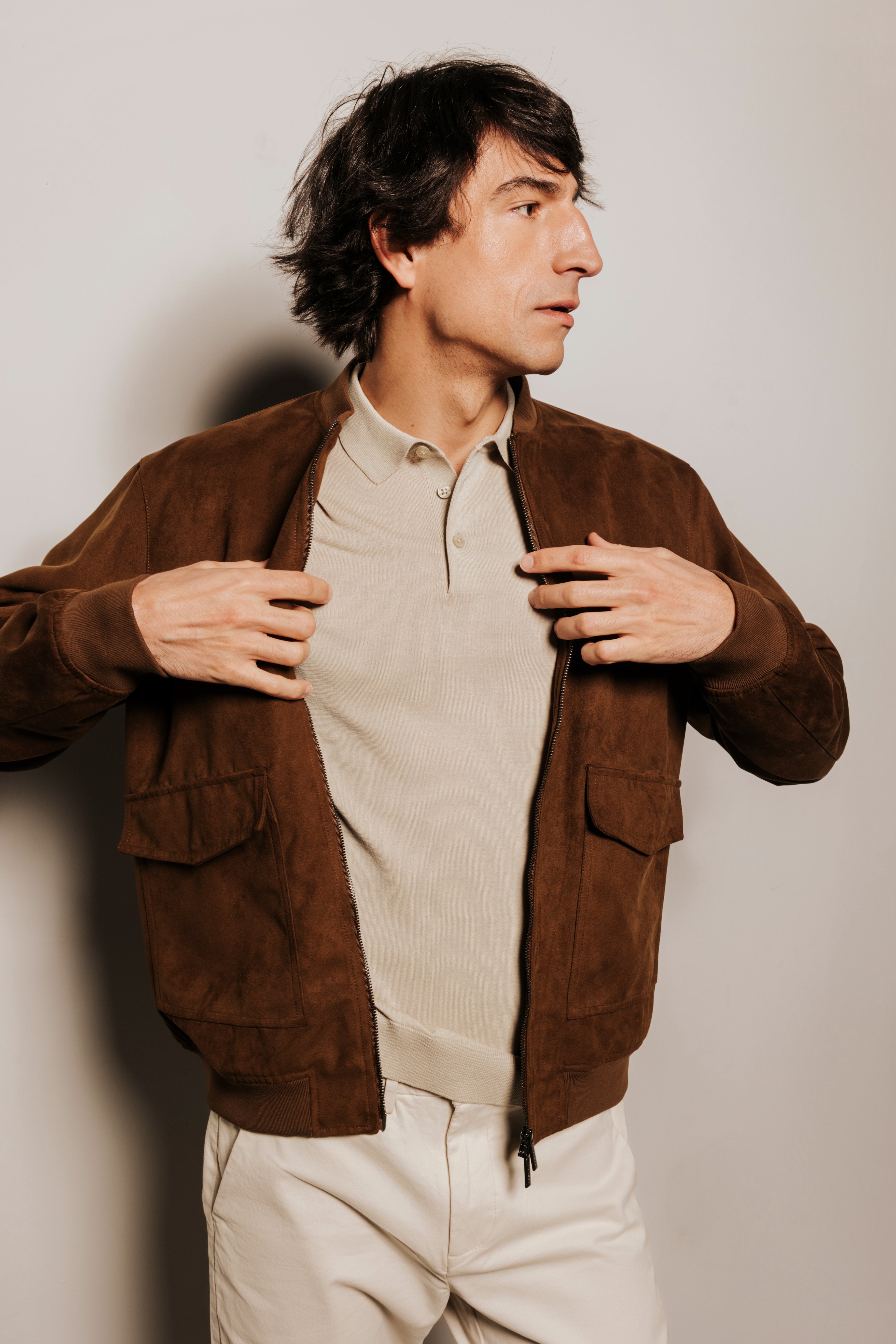 Buttonless knit polo shirt