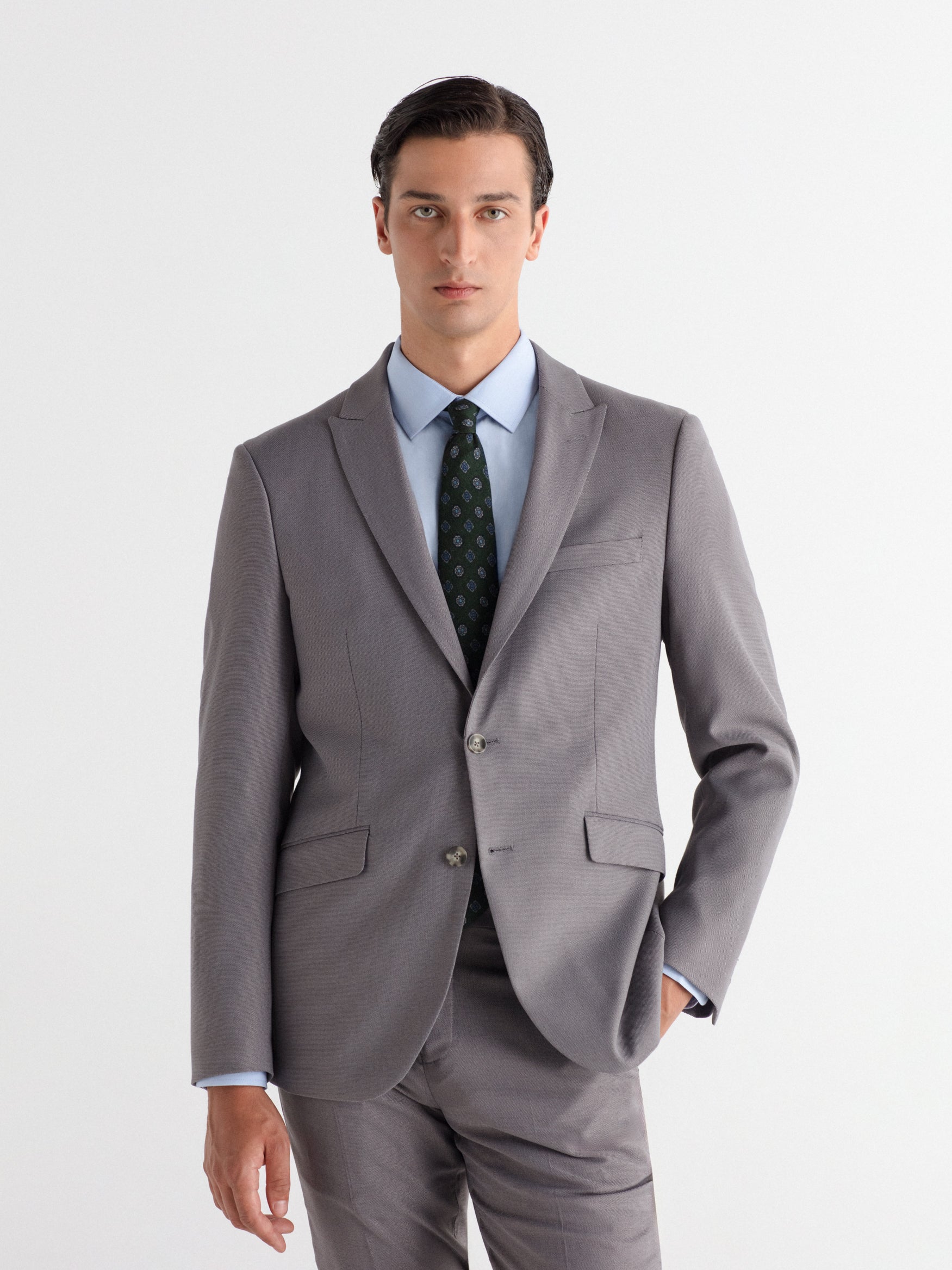 Americana traje slim fit falso liso