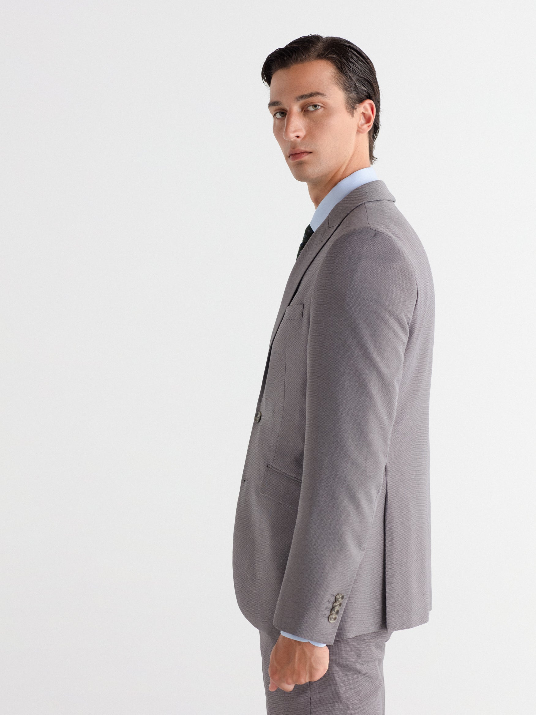 Americana traje slim fit falso liso