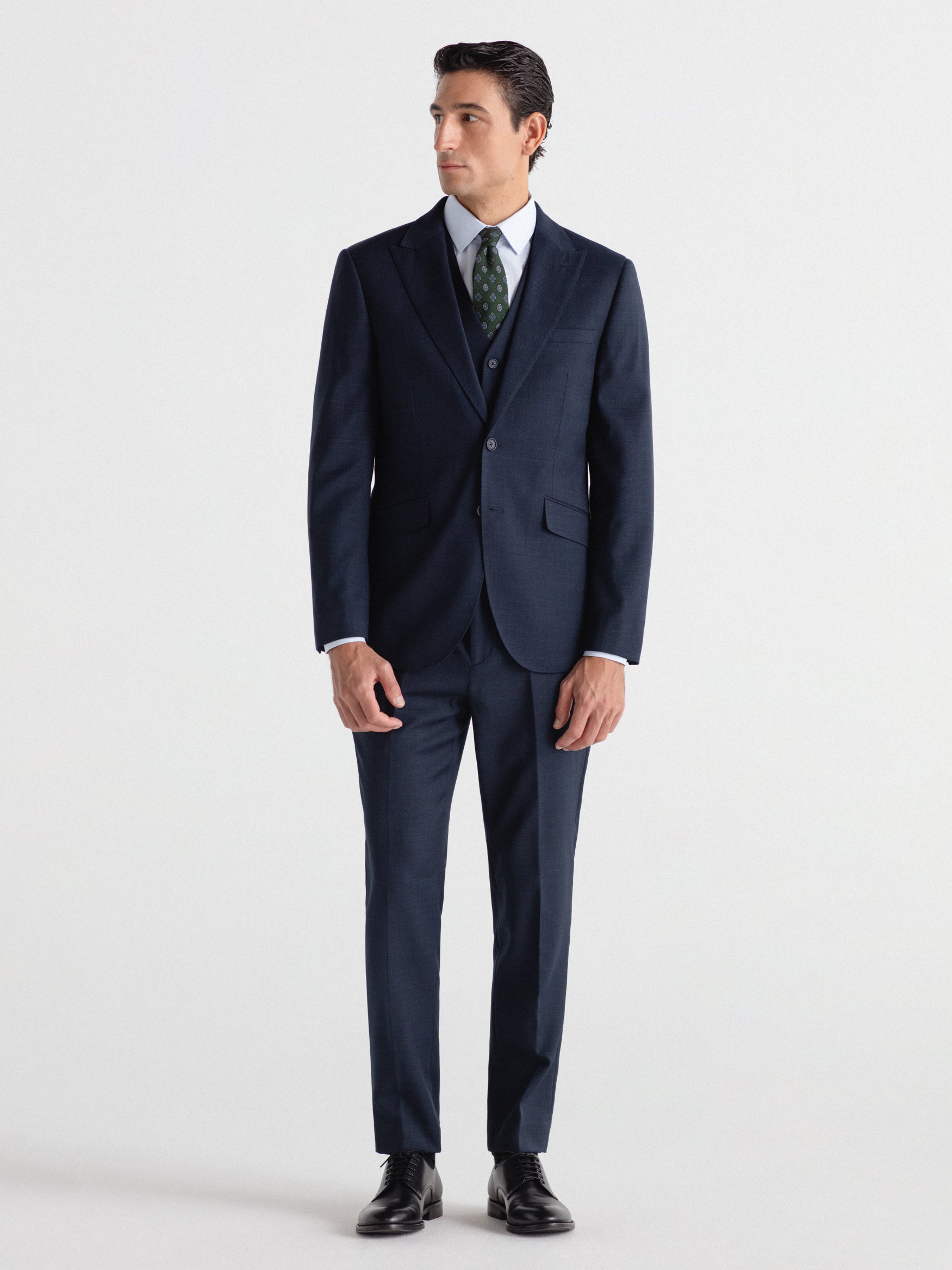 Slim-fit herringbone wool suit trousers