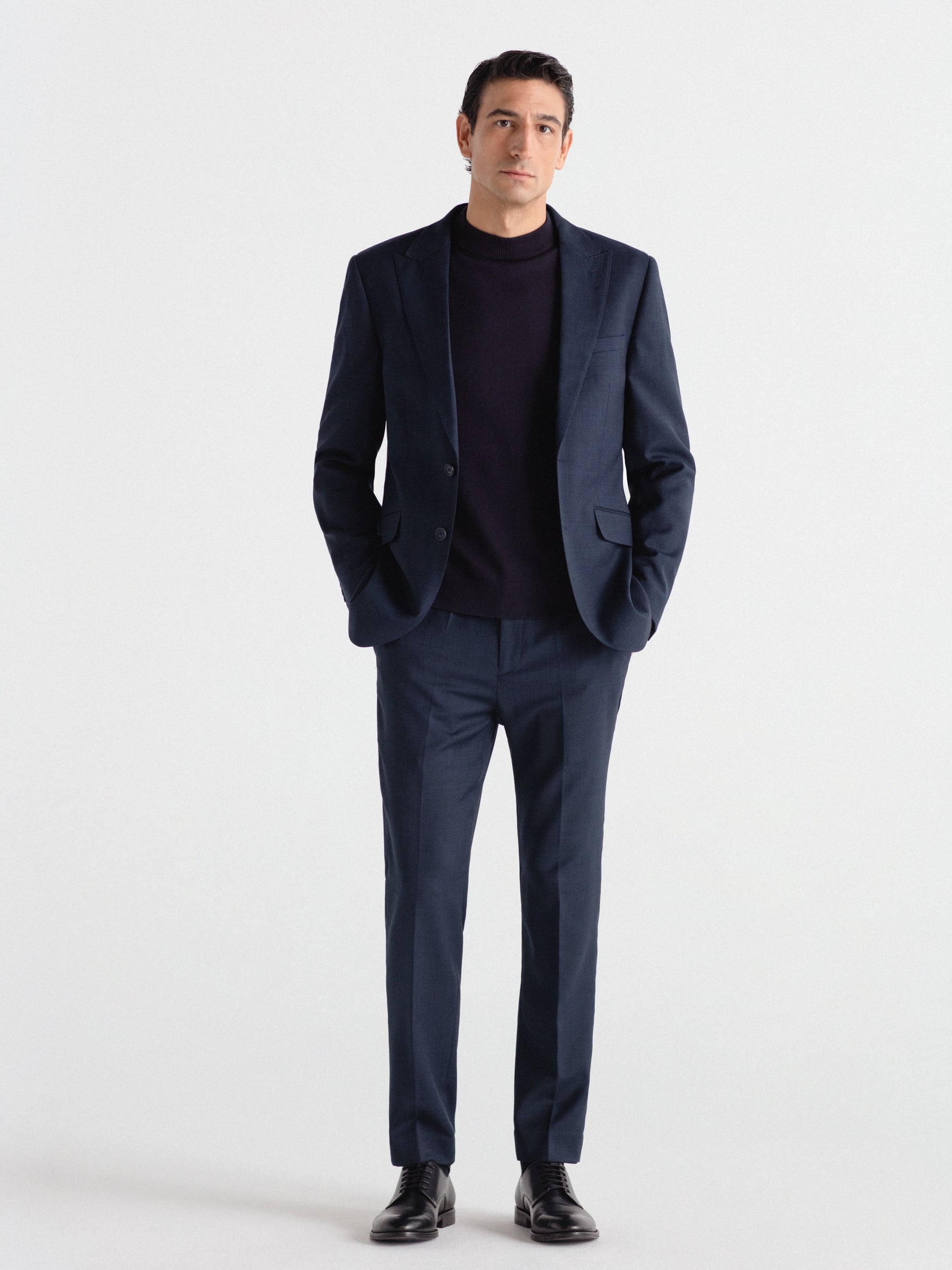 Slim-fit herringbone wool suit trousers