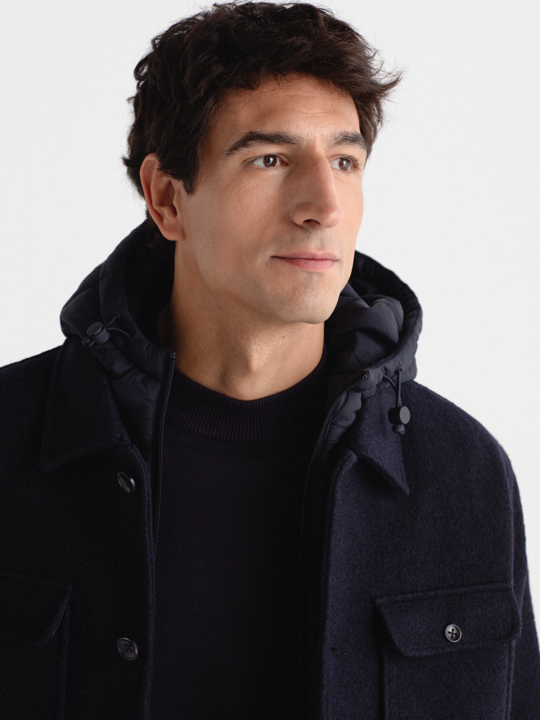 Chaquetón lana con chaleco capucha