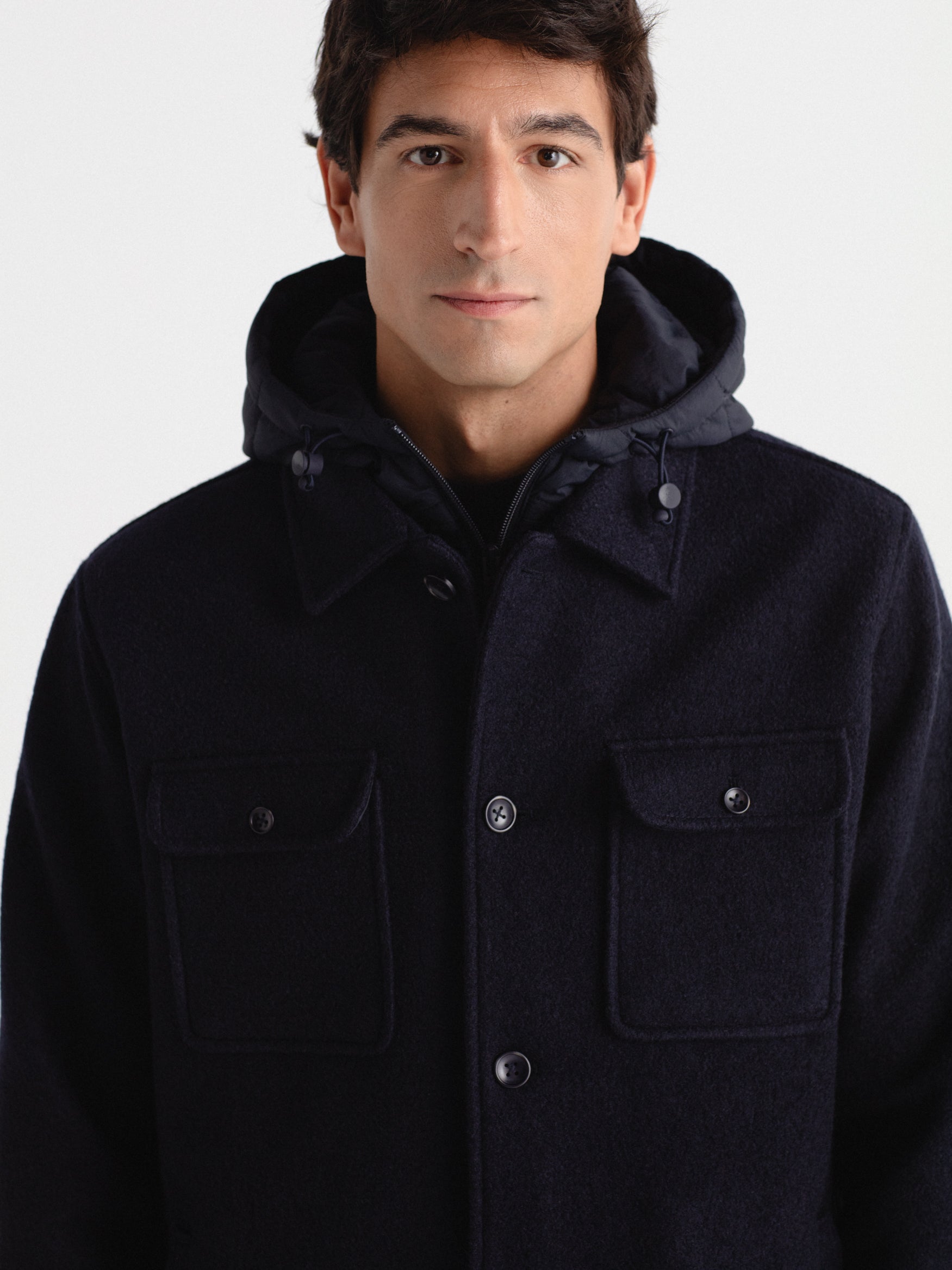 Chaquetón lana con chaleco capucha