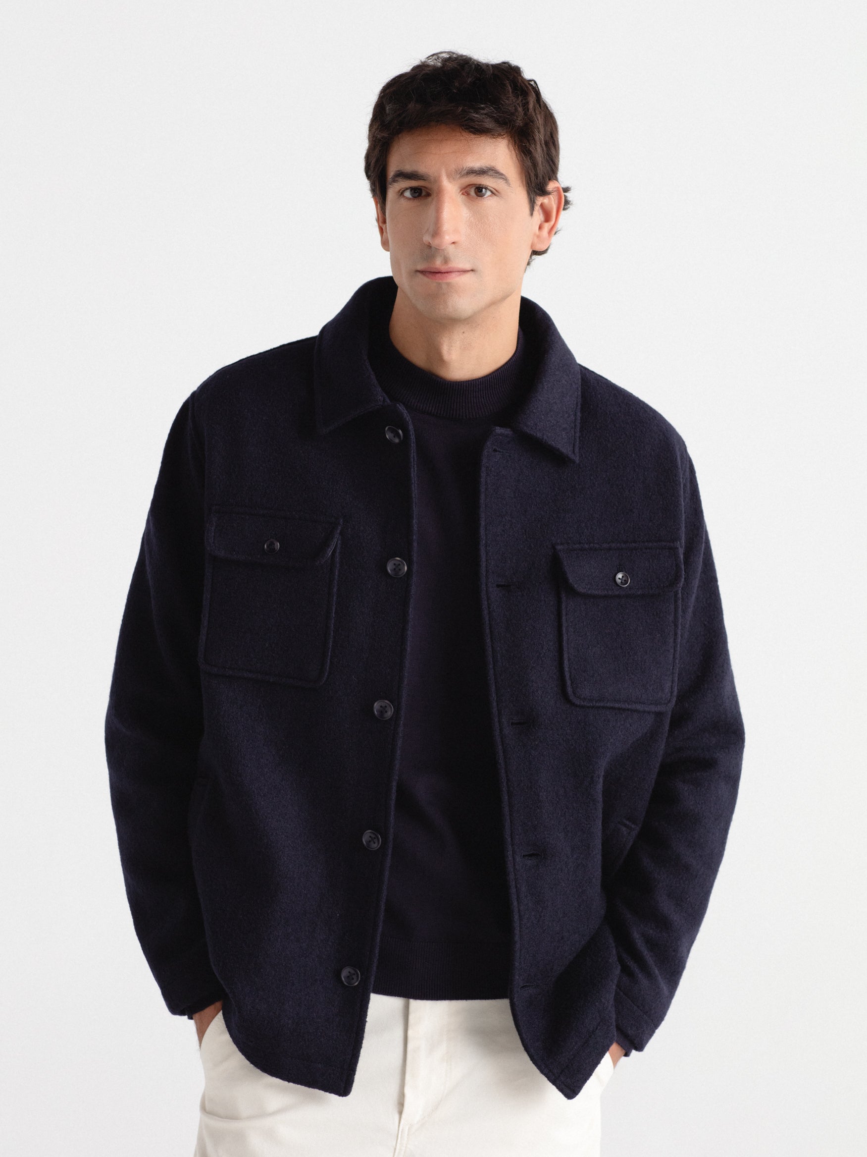 Chaquetón lana con chaleco capucha