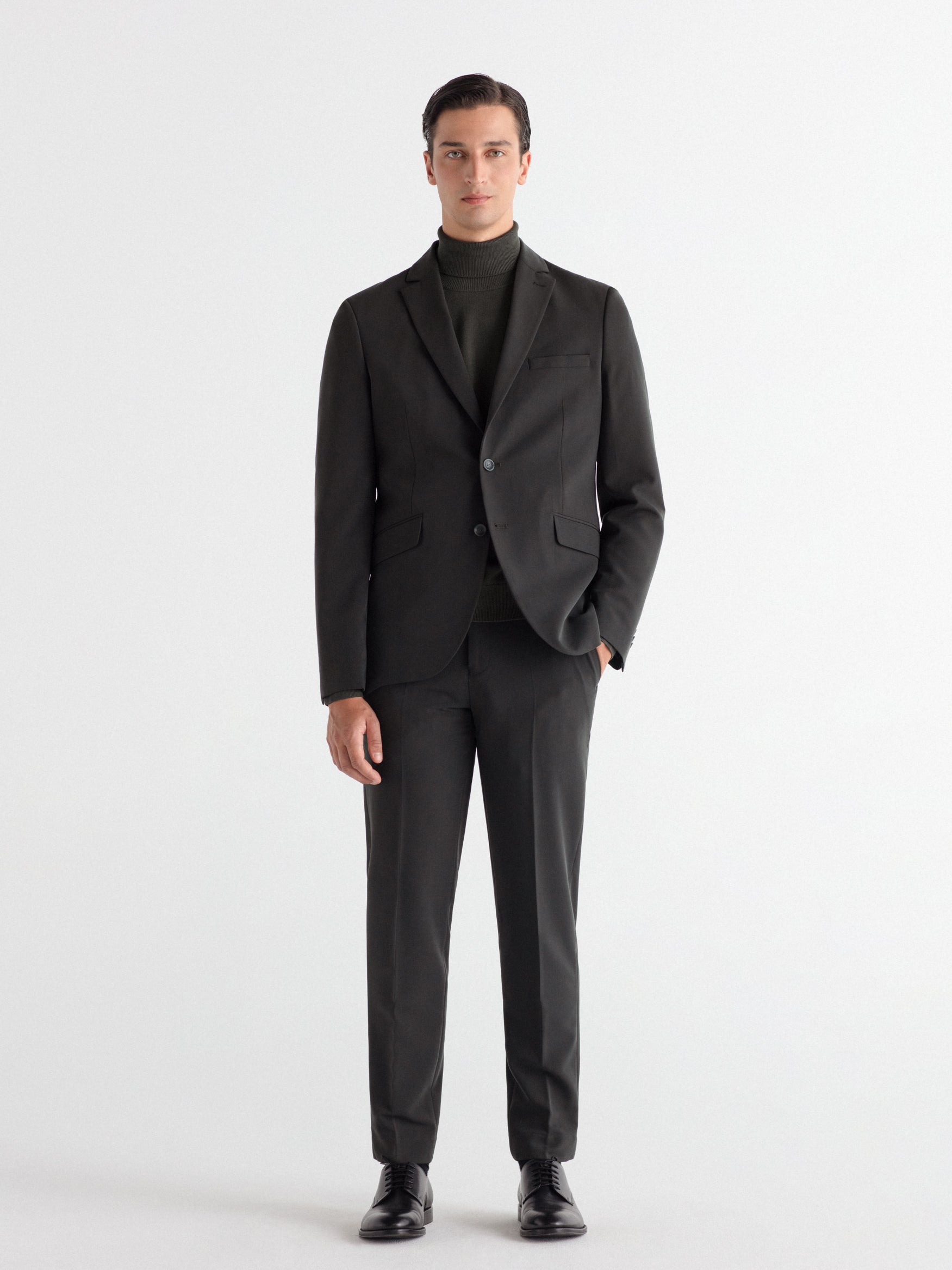 Plain slim-fit suit trousers