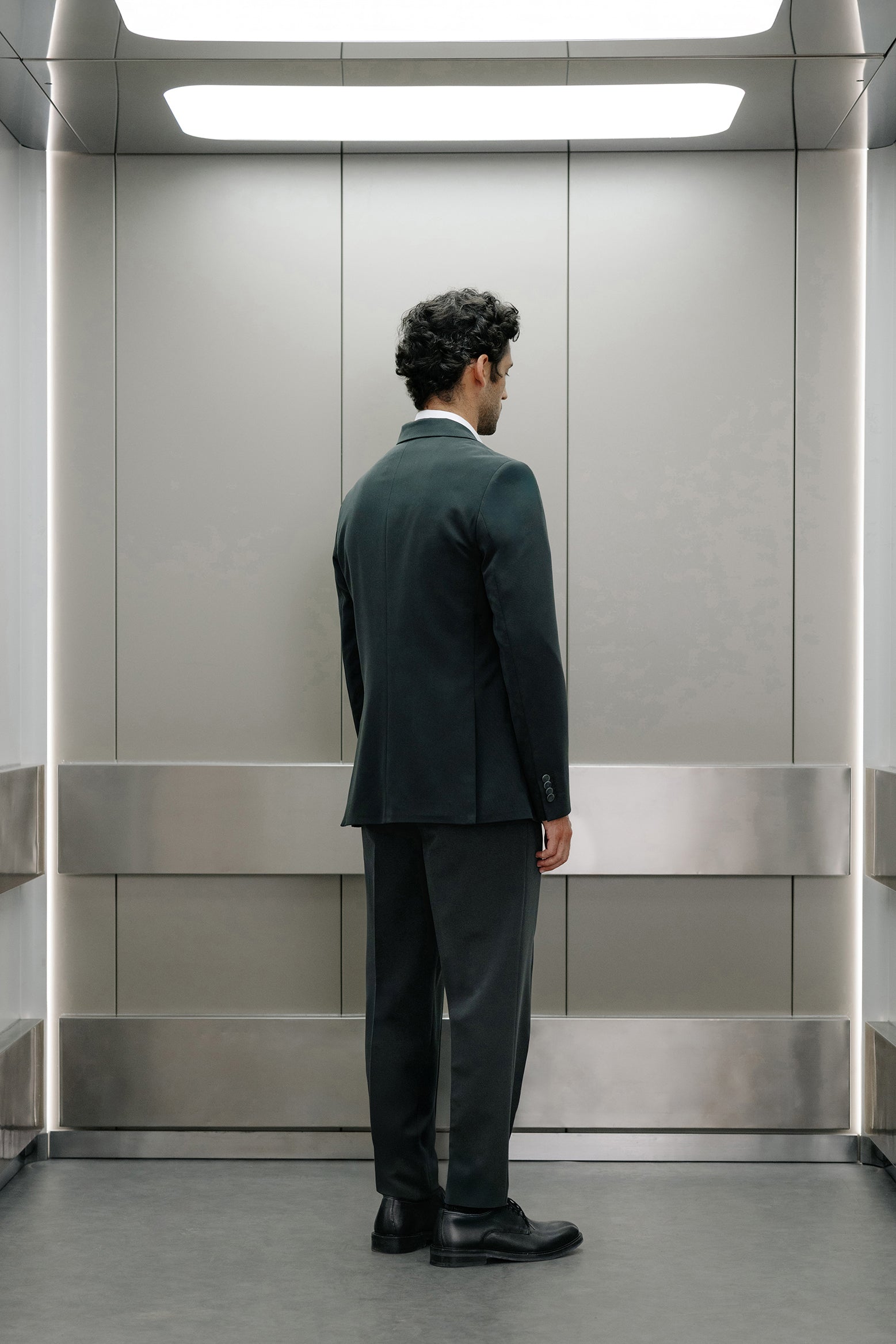 Plain slim-fit suit trousers