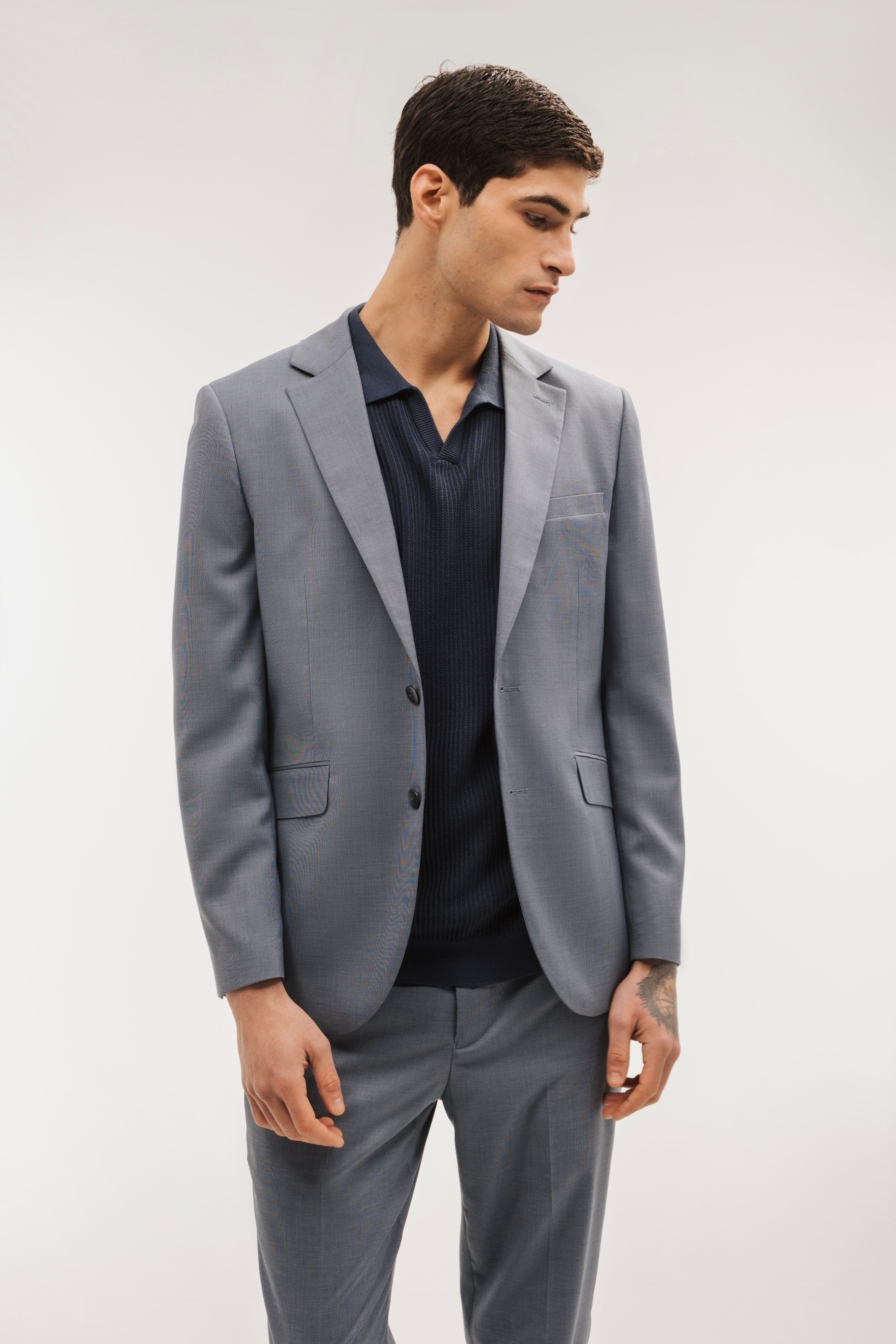 Americana traje slim fit falso liso