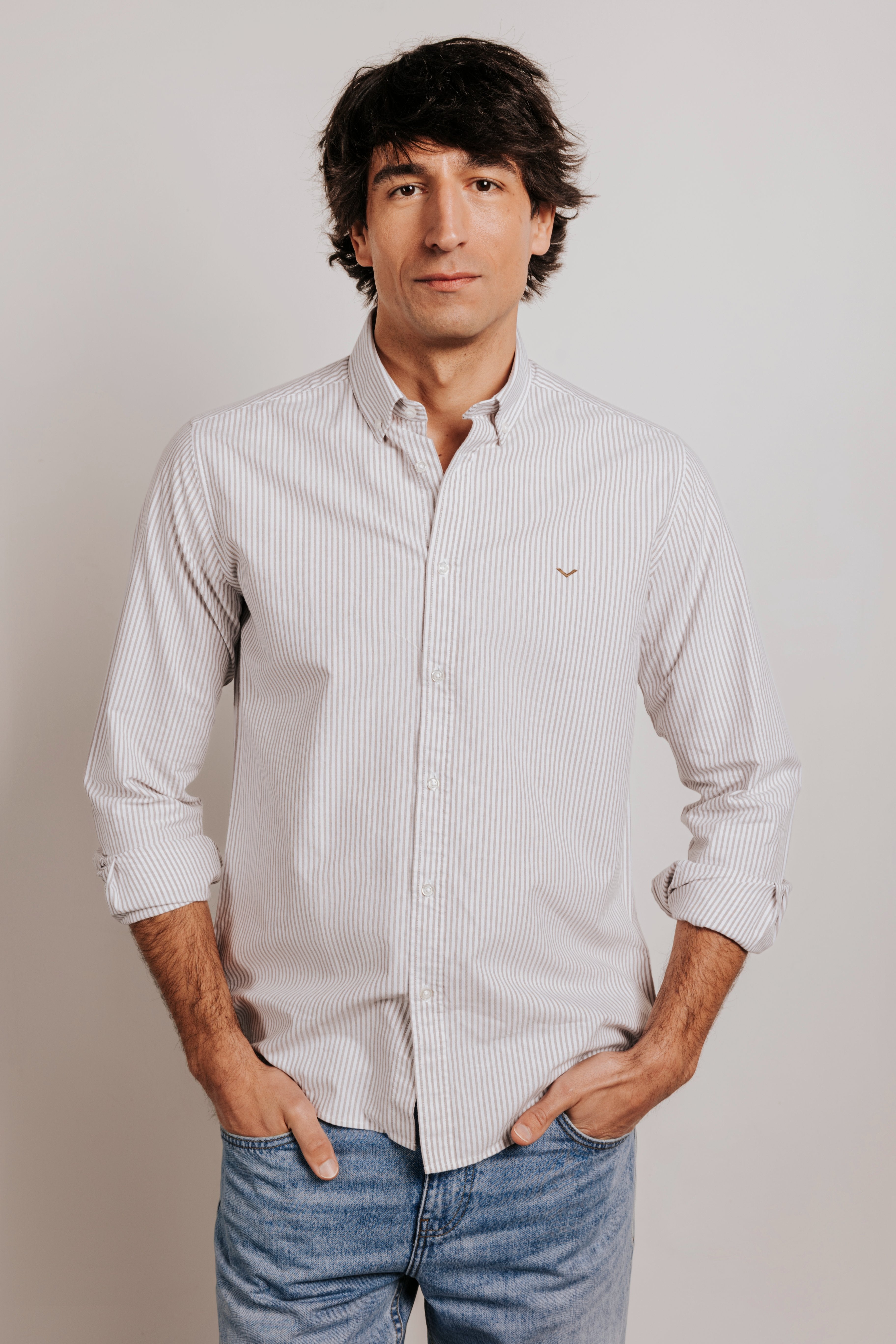 Camisa regular oxford rayas