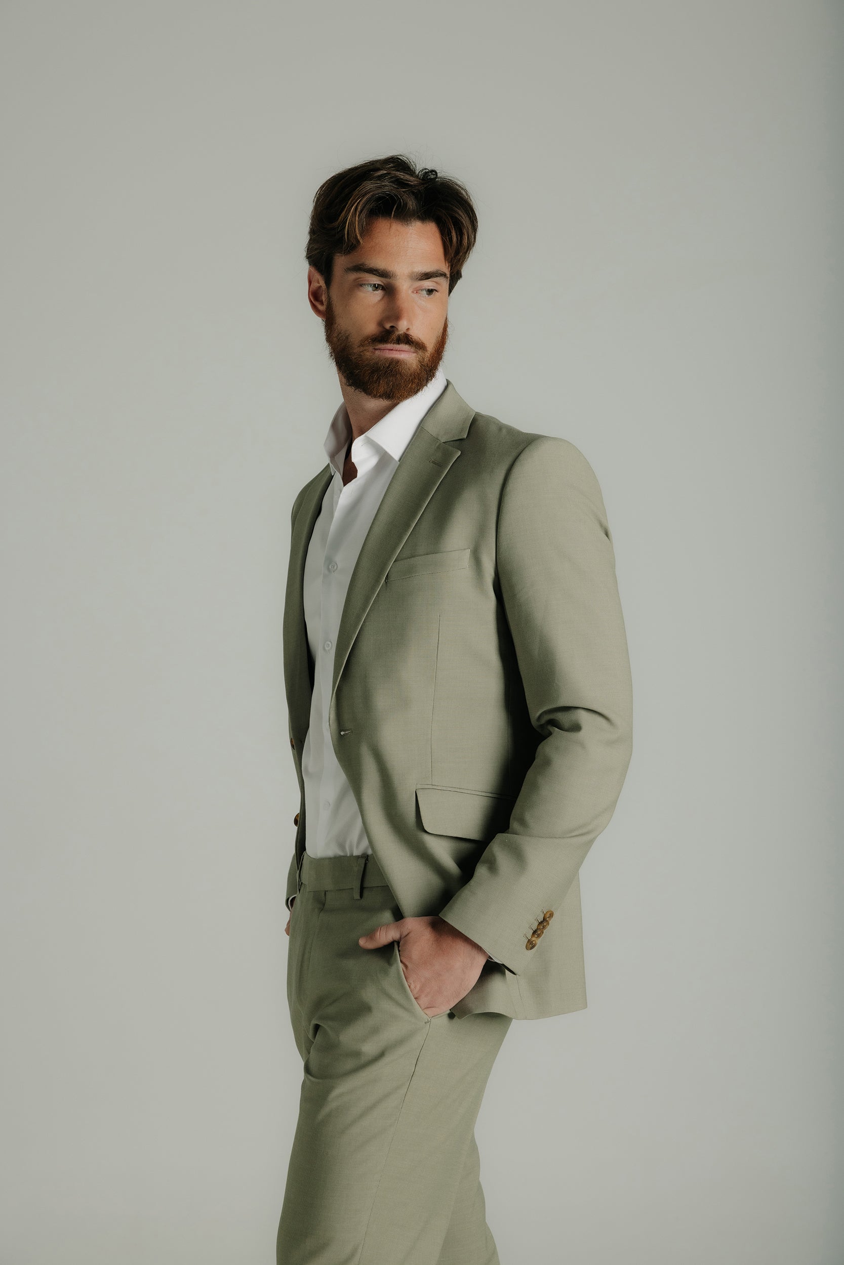 Plain fake slim-fit suit jacket