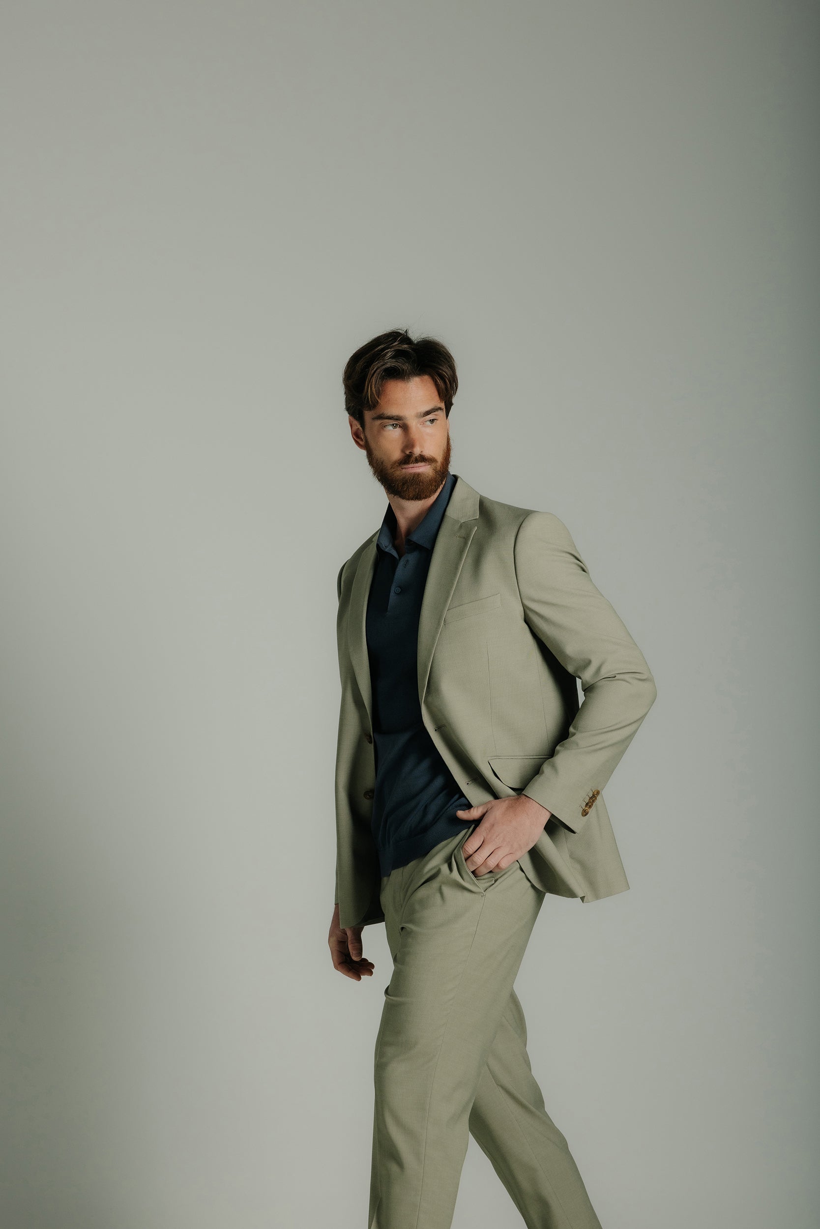 Plain fake slim-fit suit jacket