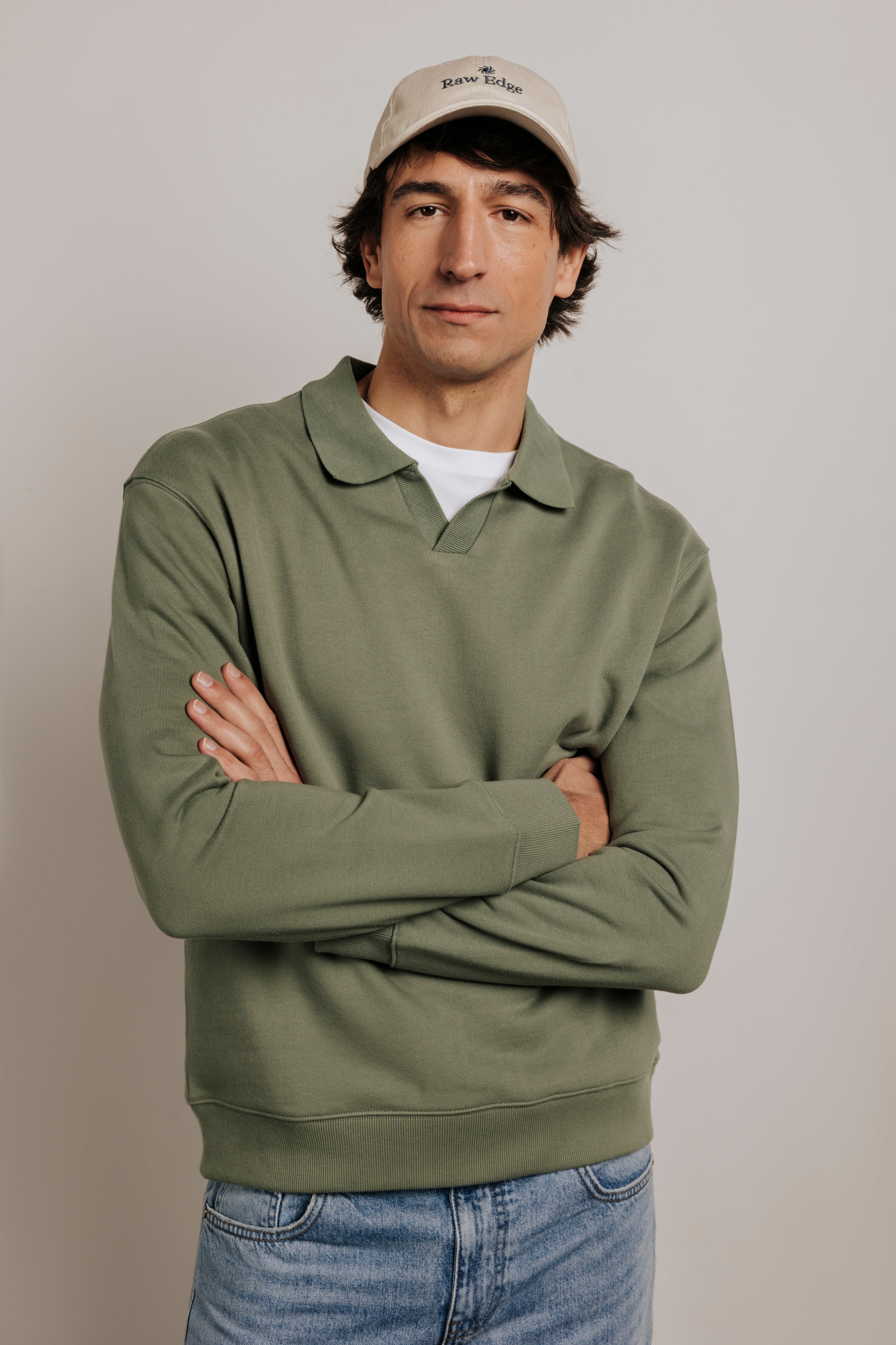 Sudadera regular fit cuello polo