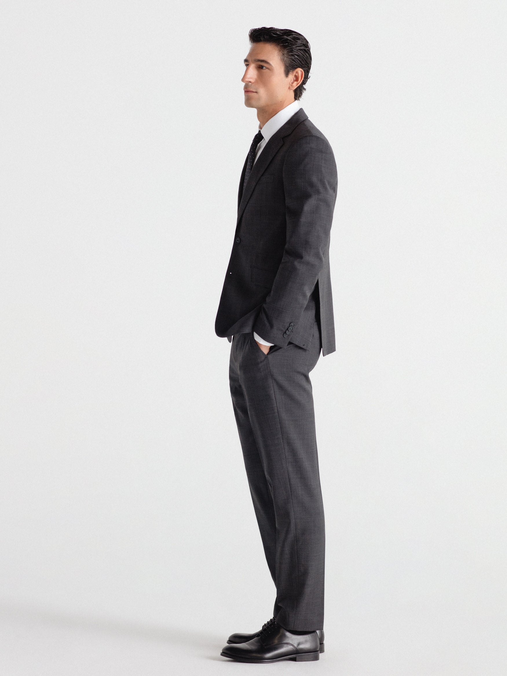 Pantalón traje slim fit lana ojo de perdiz