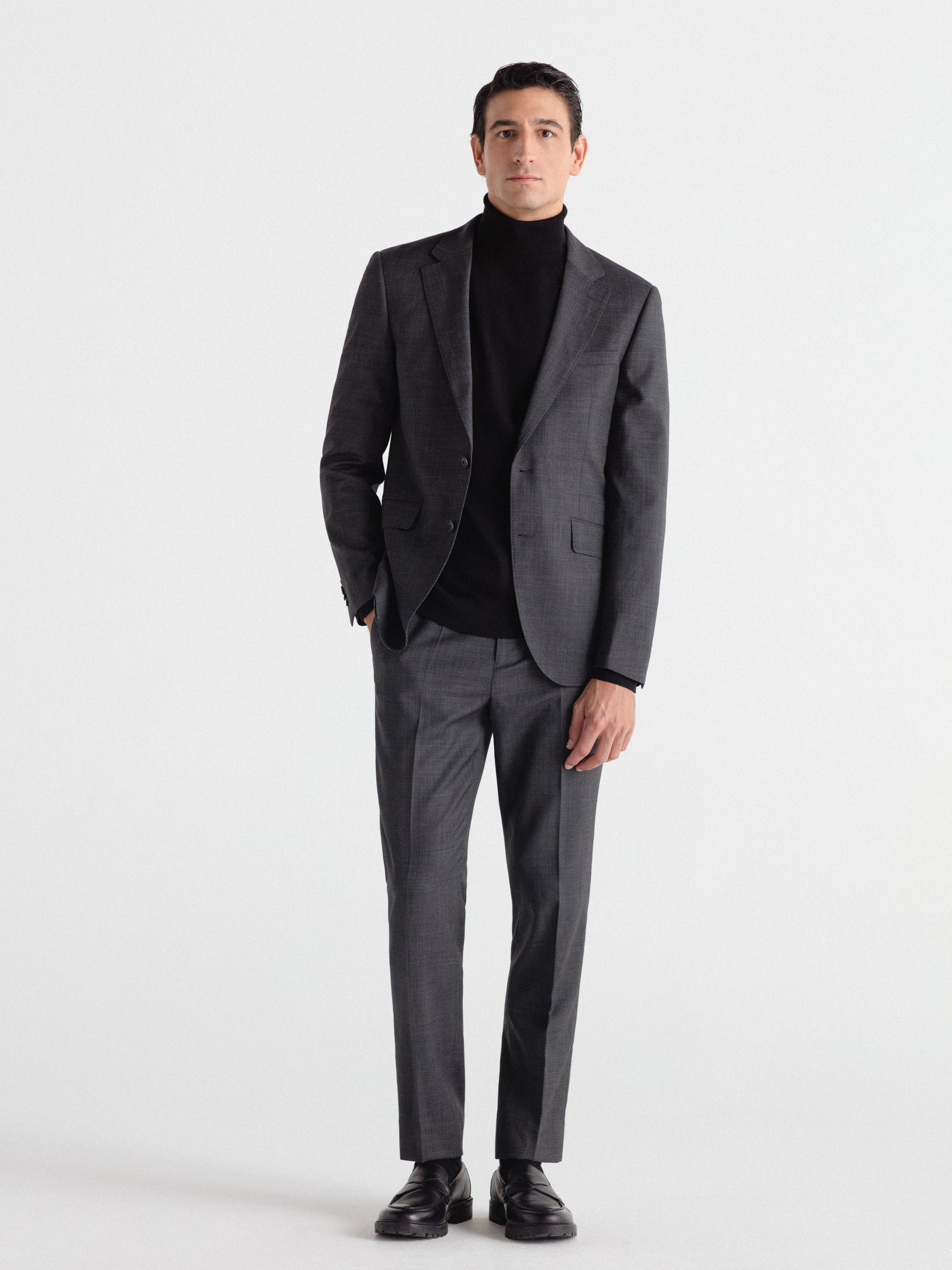 Pantalón traje slim fit lana ojo de perdiz