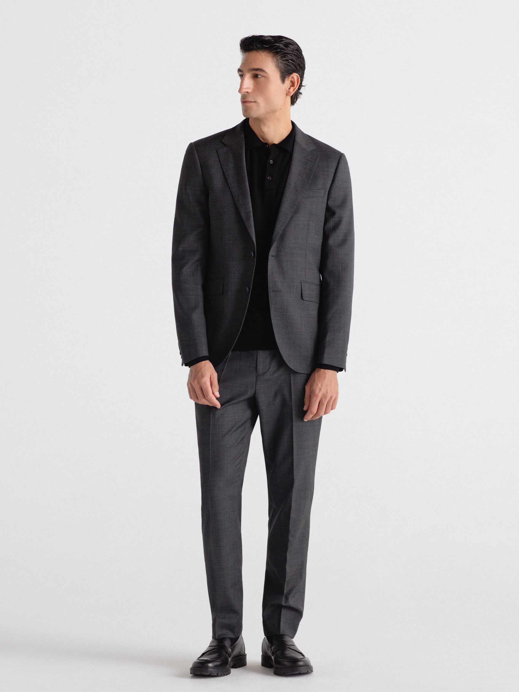 Pantalón traje slim fit lana ojo de perdiz