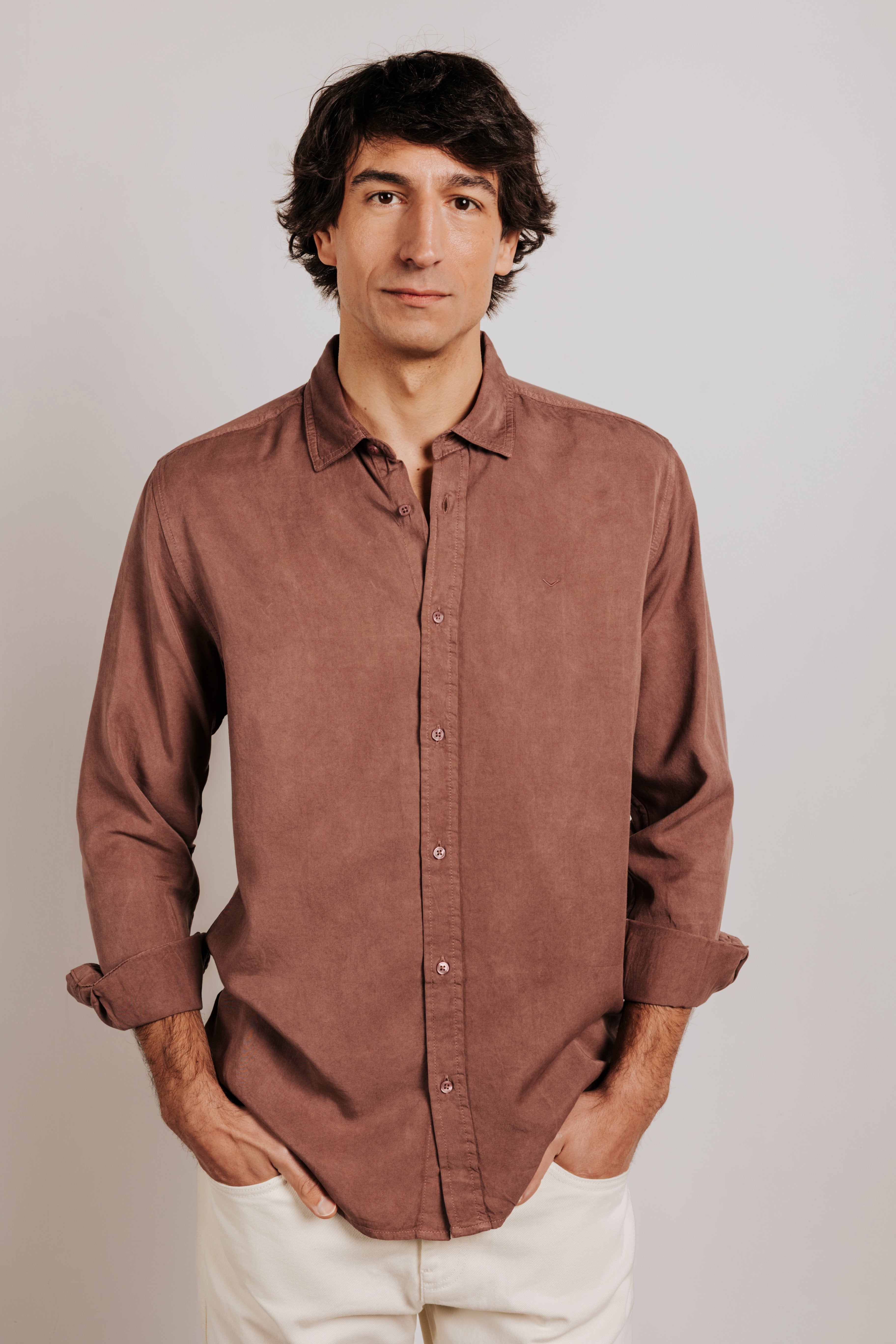 Camisa regular fit tencel