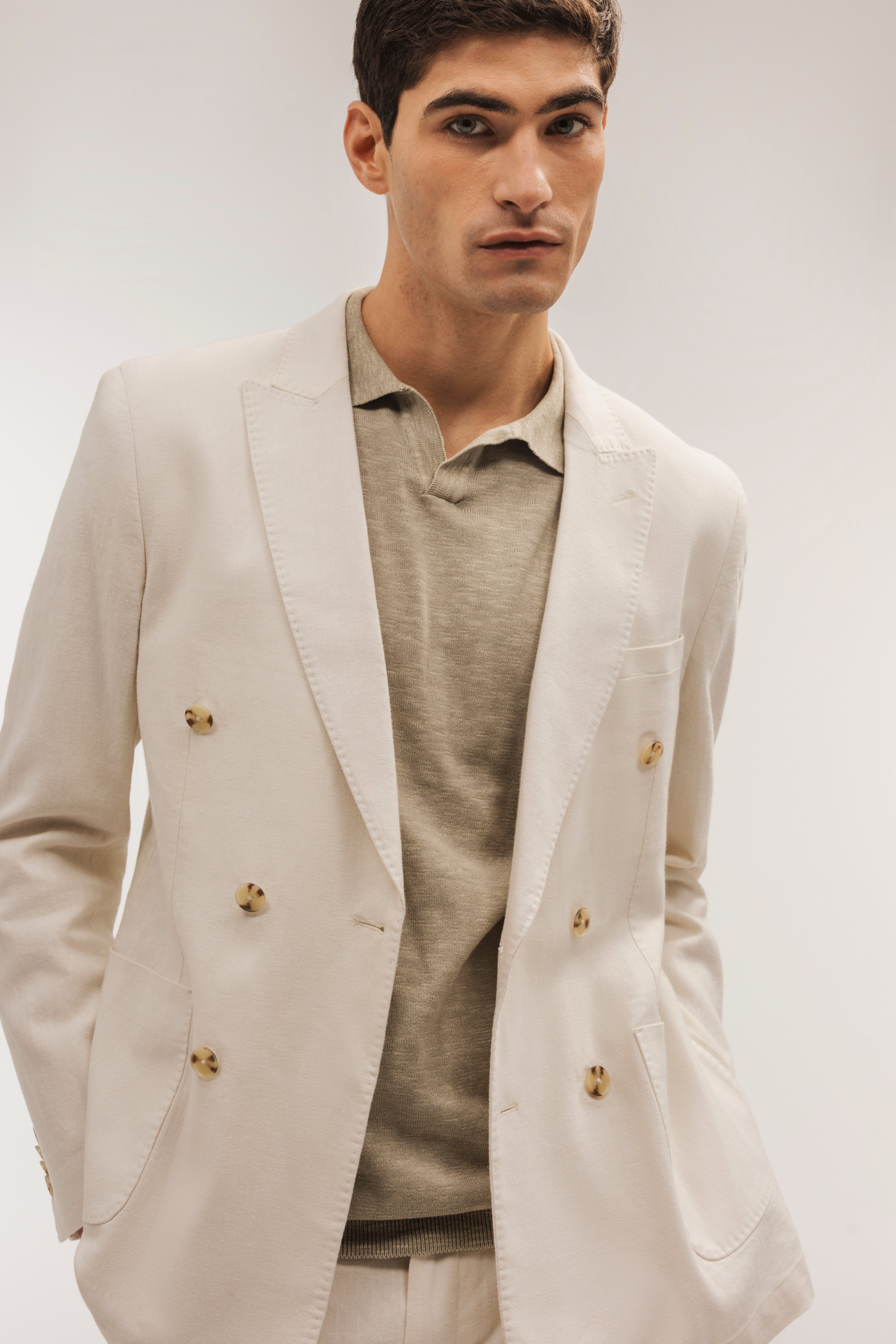 Americana cruzada lino