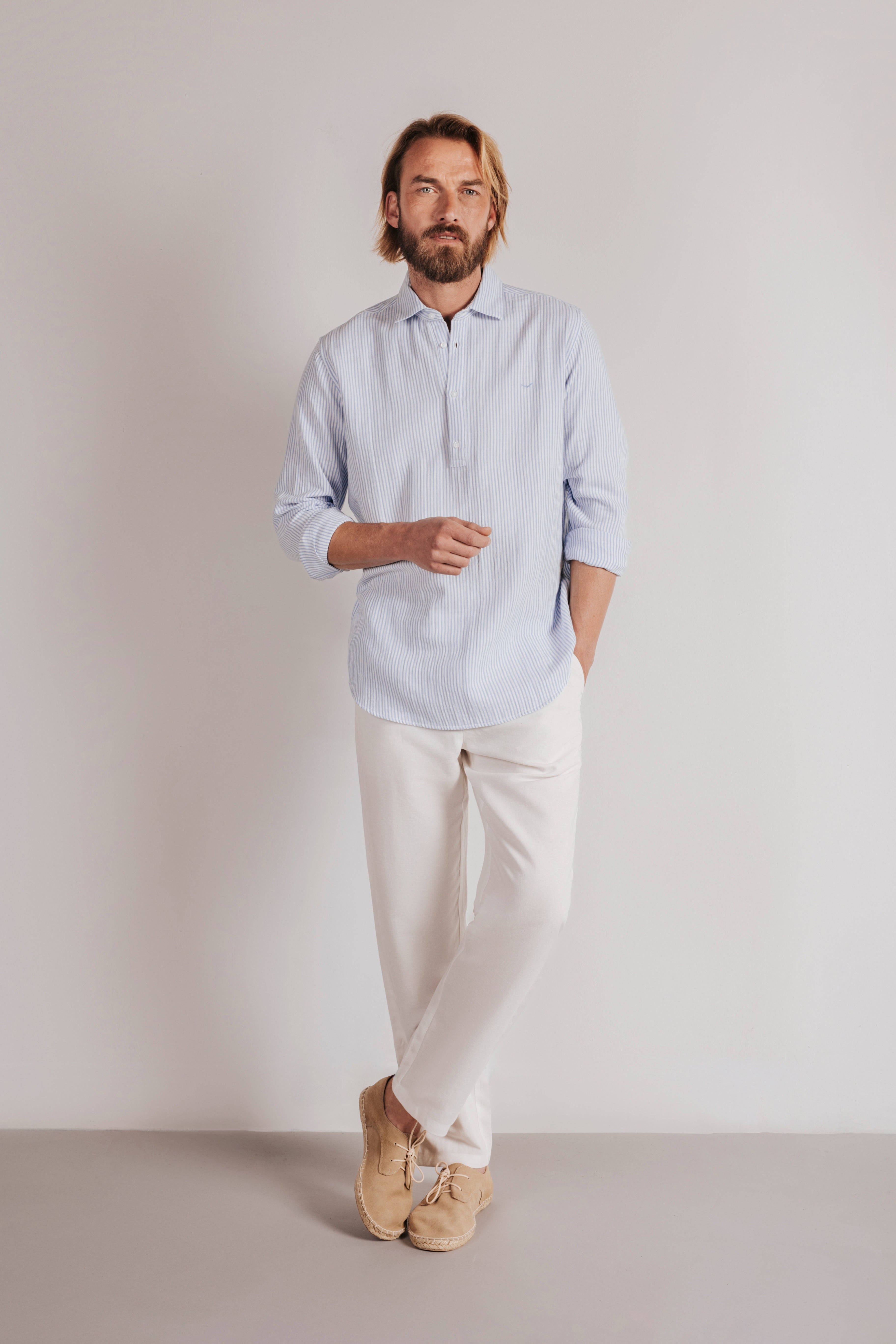 Camisa regular fit rayas bambula