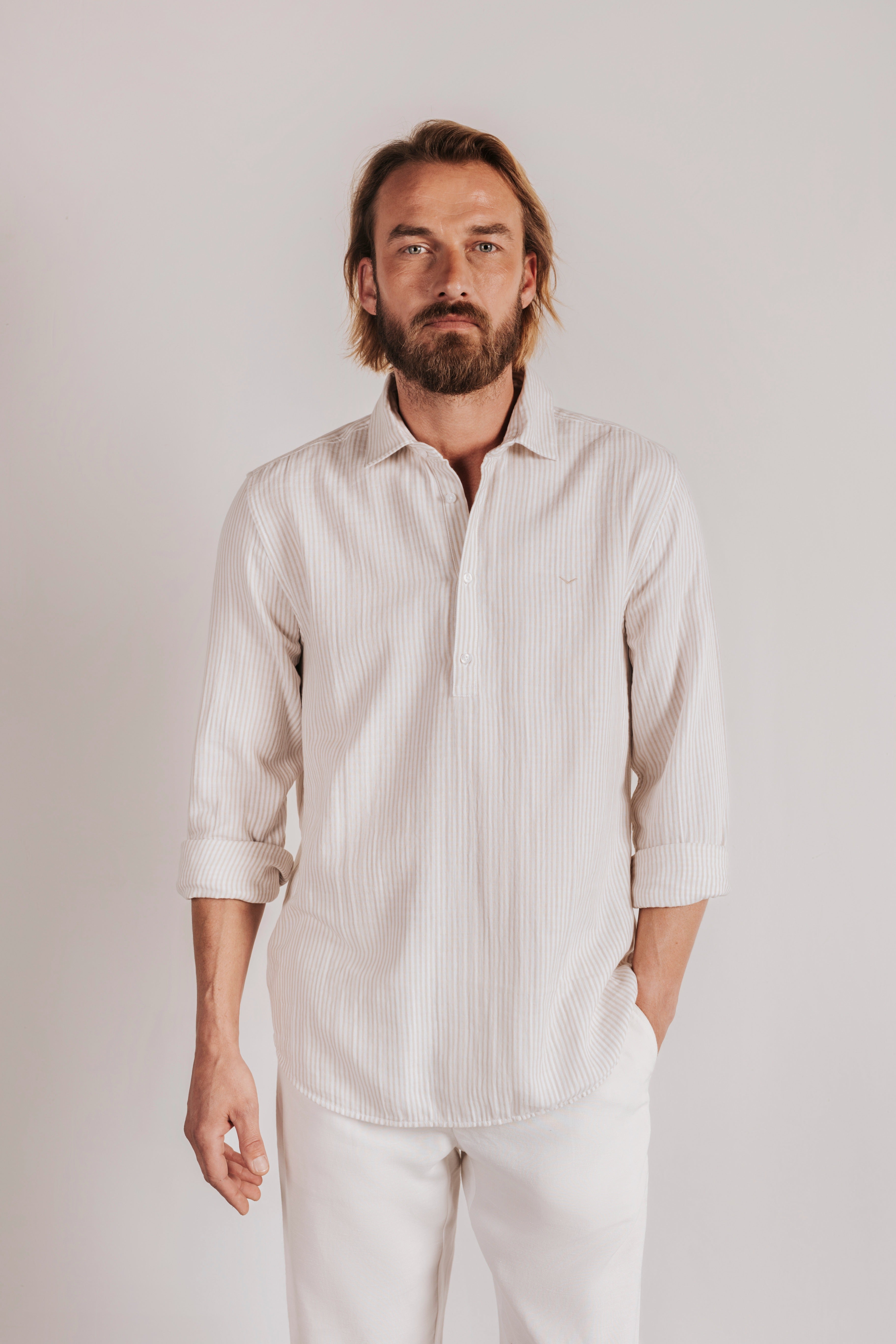 Camisa regular fit rayas bambula
